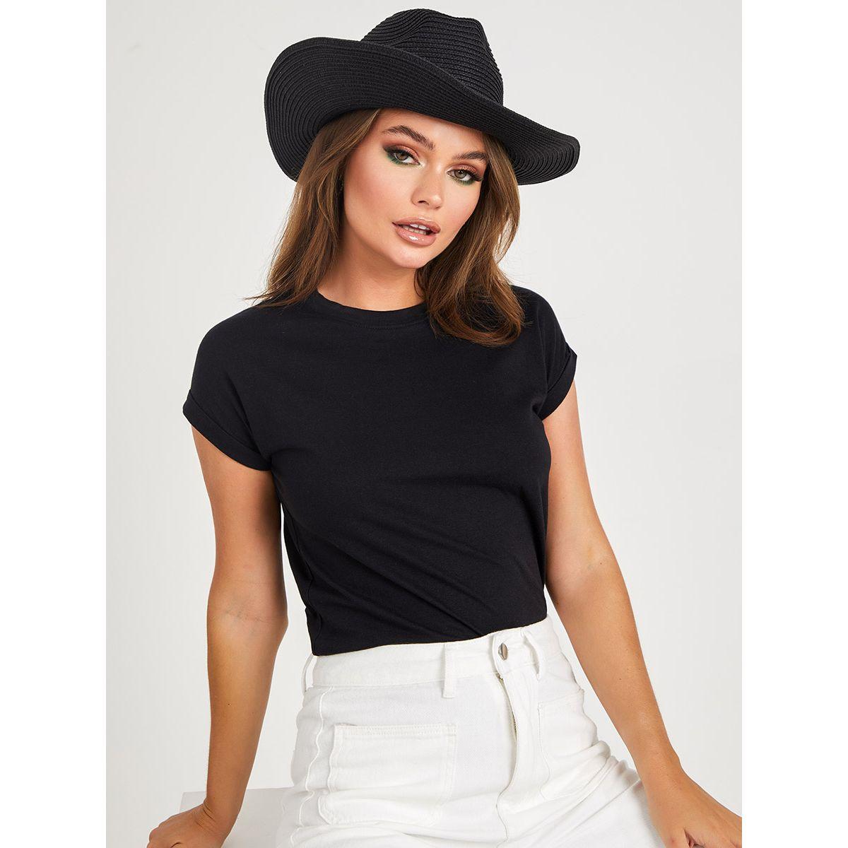 تيشيرت كاجوال باكمام مطوية-women-clothing-tshirts-image-1