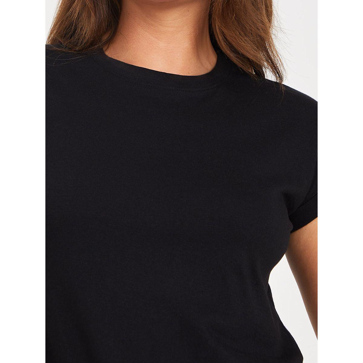 Styli Roll-Up Sleeves Round Neck Cotton Regular Fit T-shirt-women-clothing-tshirts-image-5