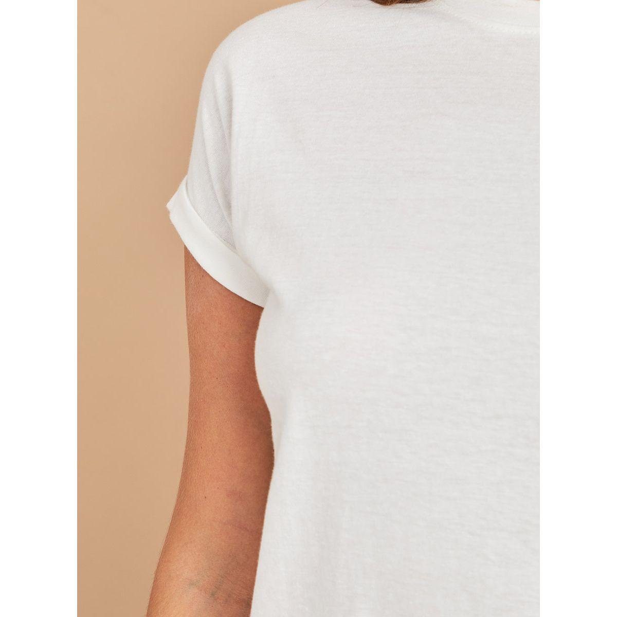 Styli Roll-Up Sleeves Round Neck Cotton Regular Fit T-shirt-women-clothing-tshirts-image-4