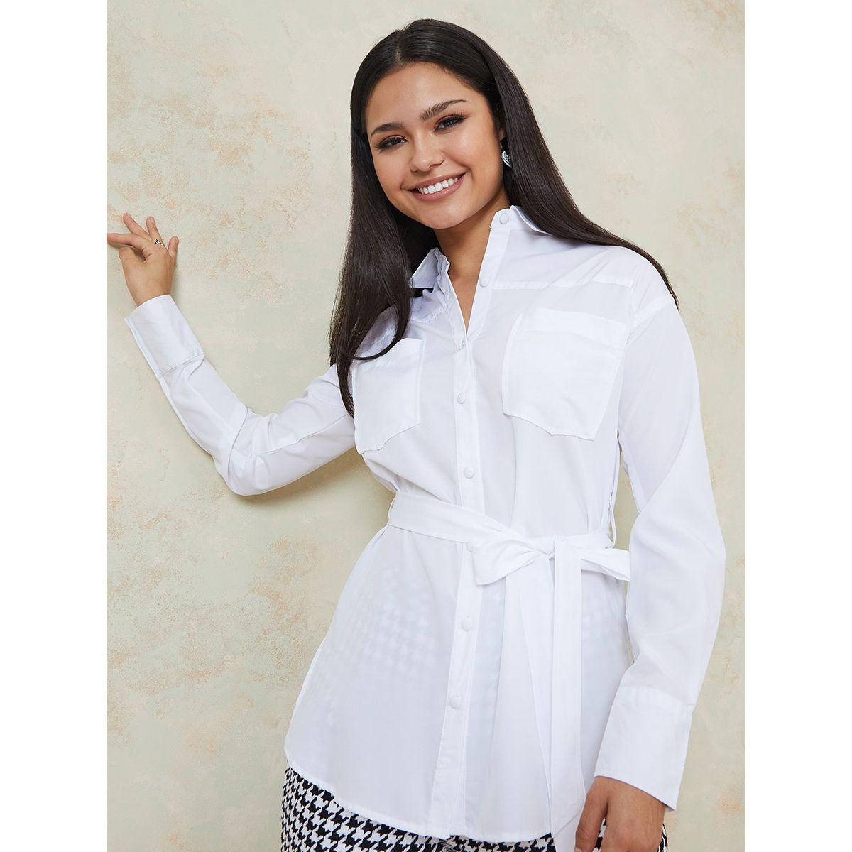 بلوزة باكمام طويلة ورباط خصر-women-clothing-shirtsandblouses-shirts-image-1