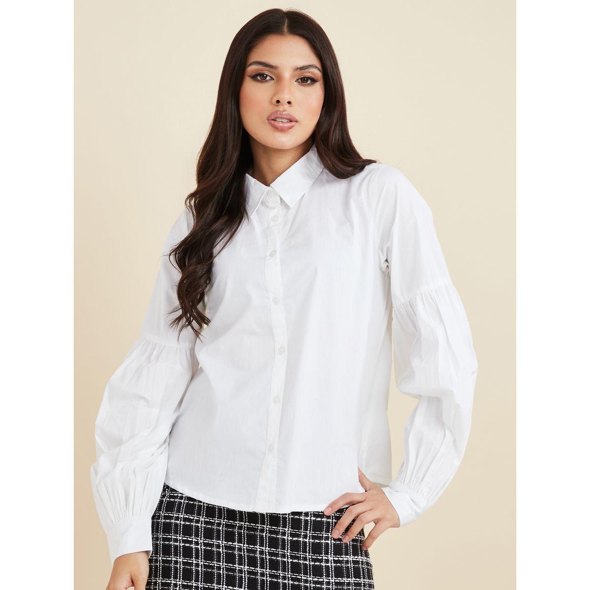 Styli Bishop Sleeves Button Through Regular Fit Poplin Shirt-women-clothing-shirtsandblouses-shirts-image-3