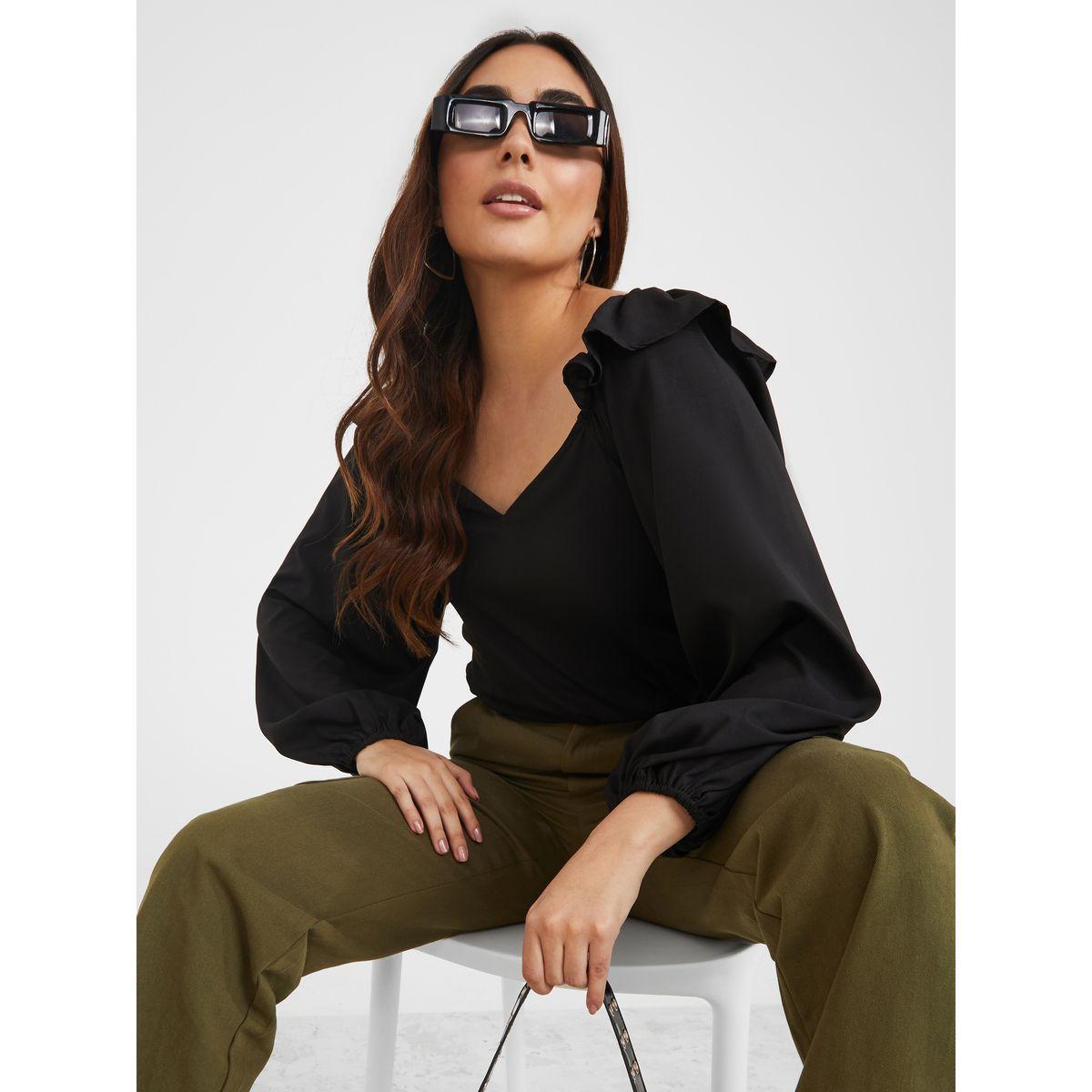 بلوزة كاجوال باكمام بالون-women-clothing-shirtsandblouses-blouses-image-1
