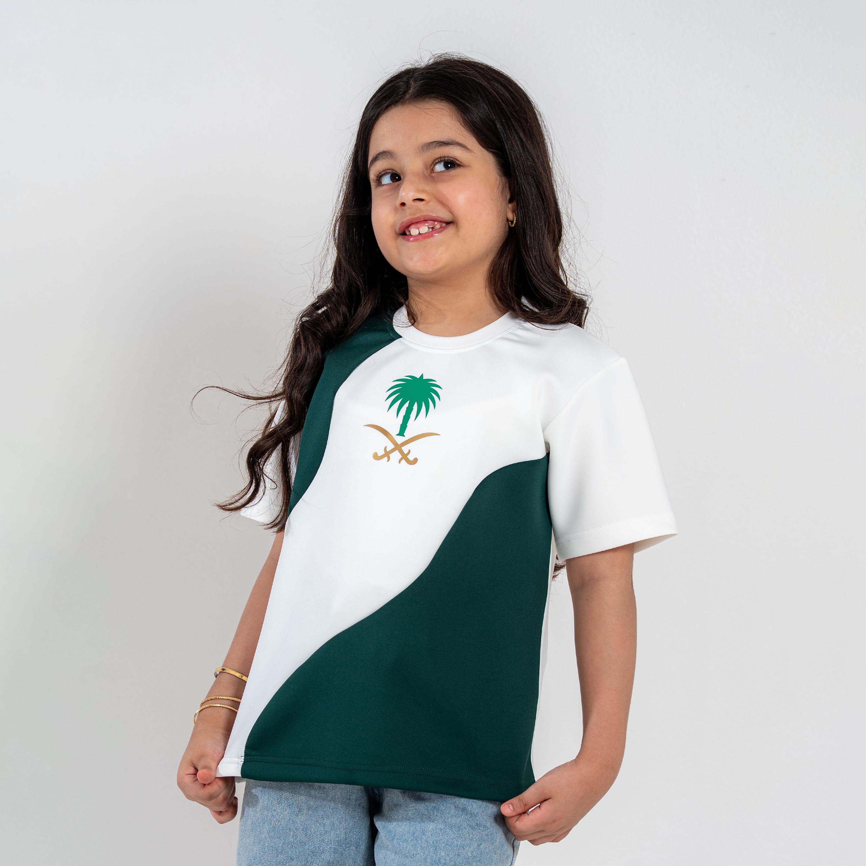 Sanefn National Day Colour Block Short Sleeves Crew Neck T-Shirt-girls-clothing-tshirts-image-3