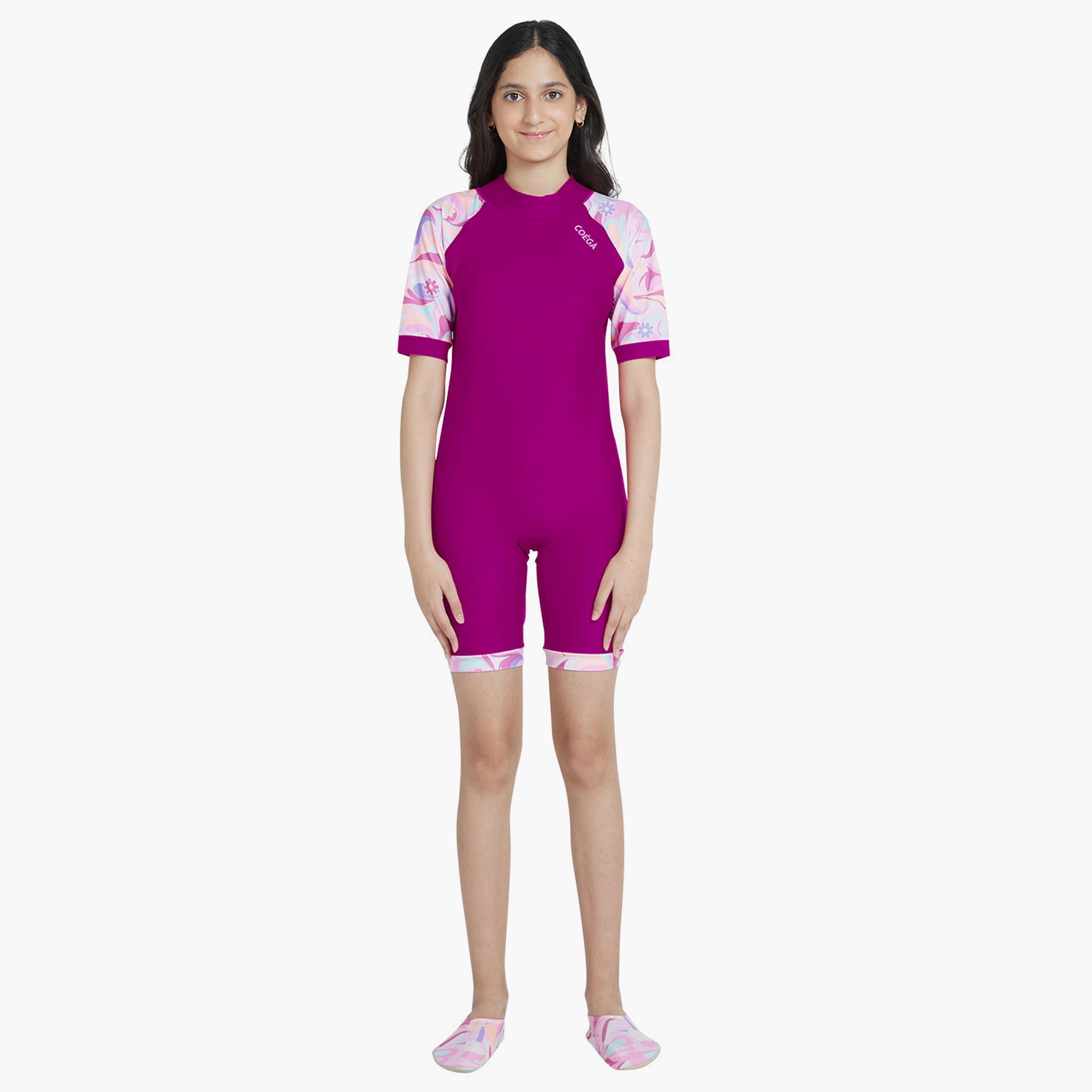 COEGA Girl's One-Piece Swimsuit, Purple Groovy Splashes-sports-girls-clothing-swimwear-image-4