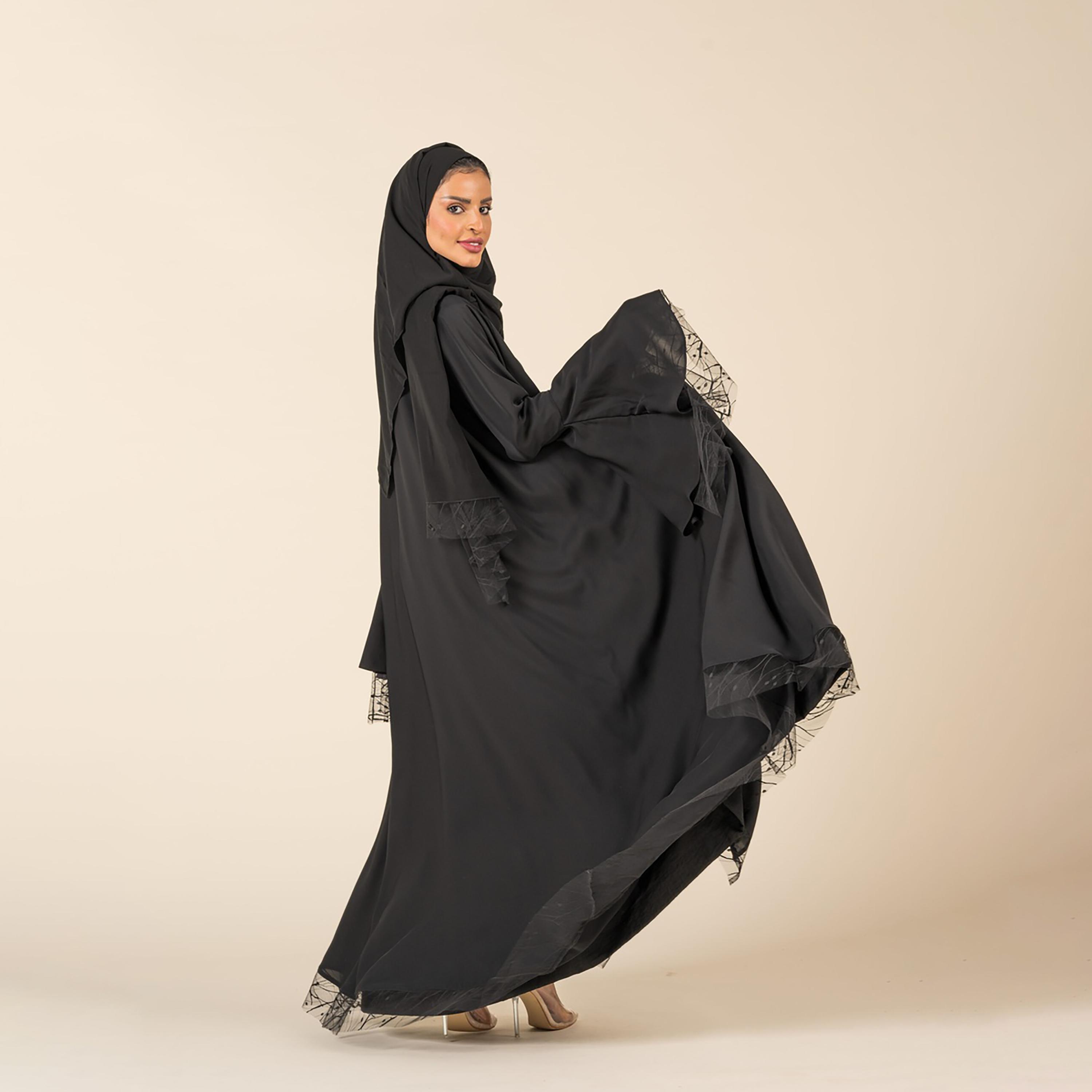 Buy Women s Johrh Lace Detail Cloche Abaya with Hijab Online Centrepoint KSA