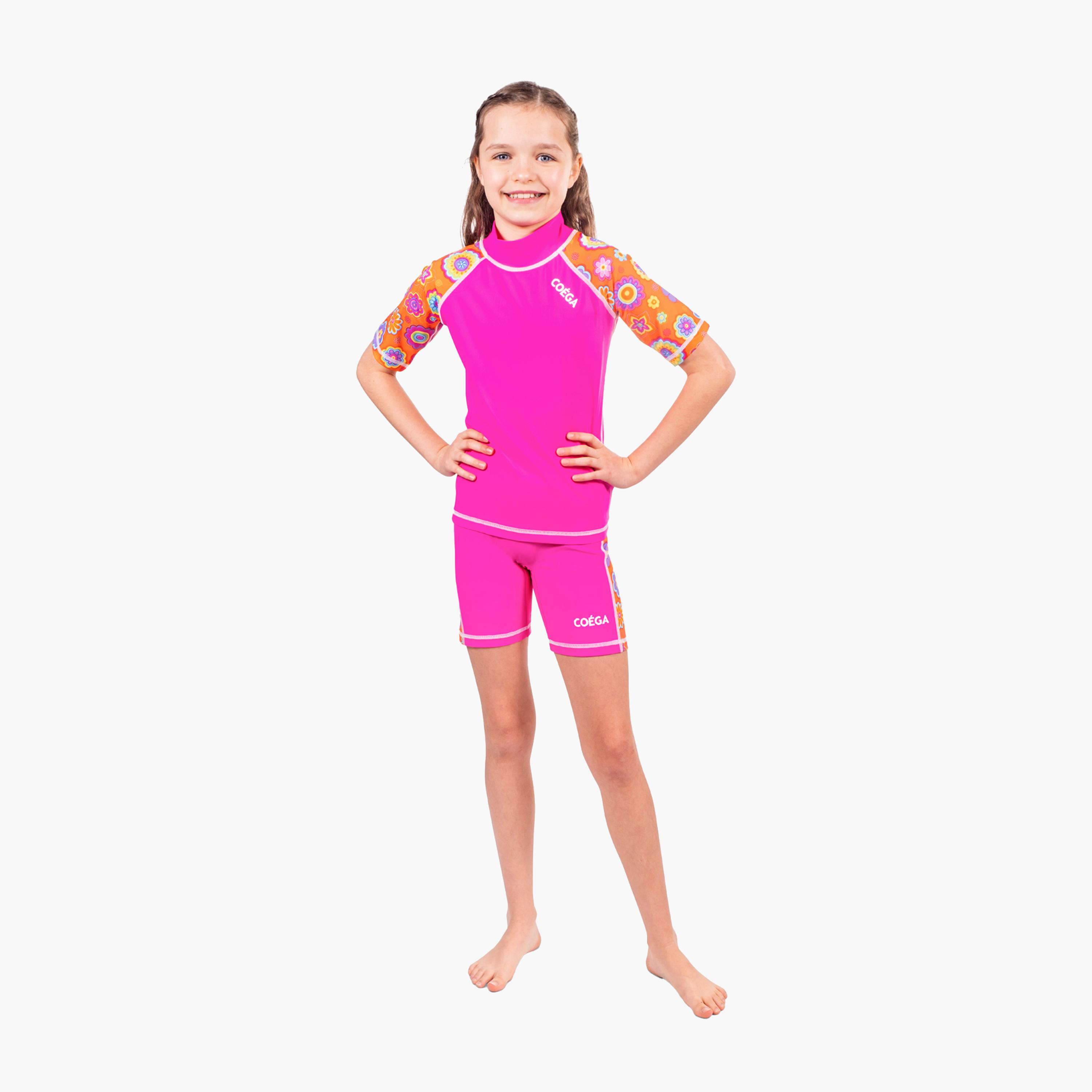 COEGA Girls Kids 2pc Suit - Pink Orange Groovy-sports-gear-swimming-girl-image-1