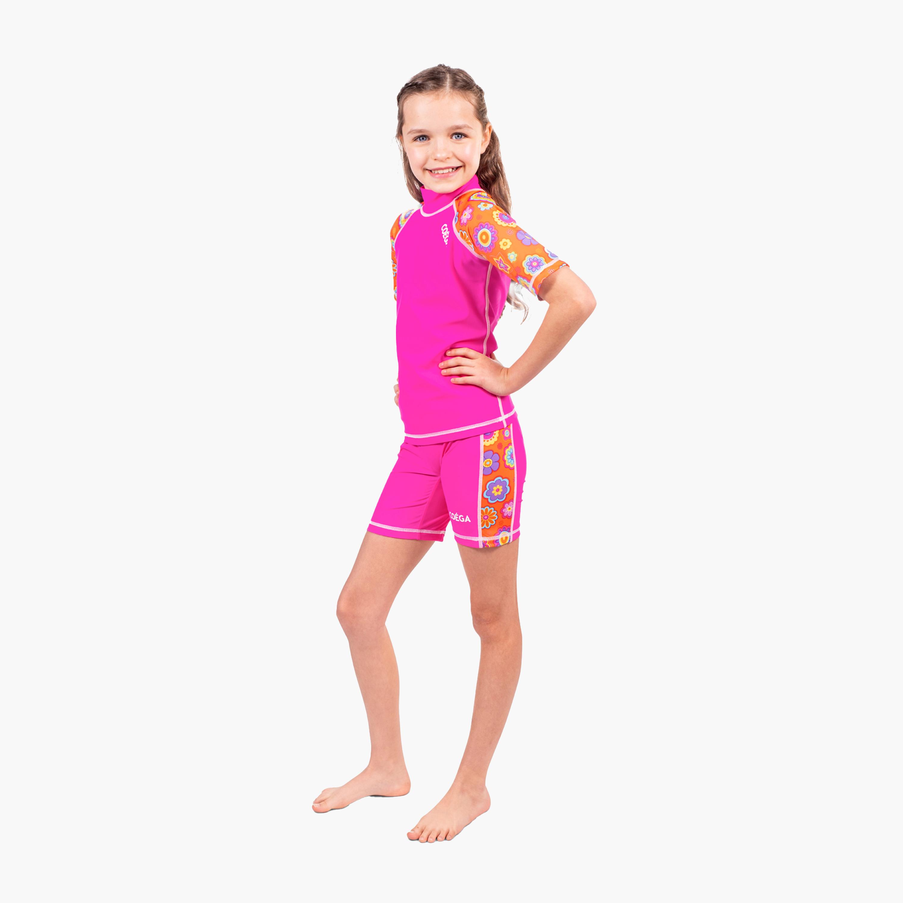 COEGA Girls Kids 2pc Suit - Pink Orange Groovy-sports-gear-swimming-girl-image-3