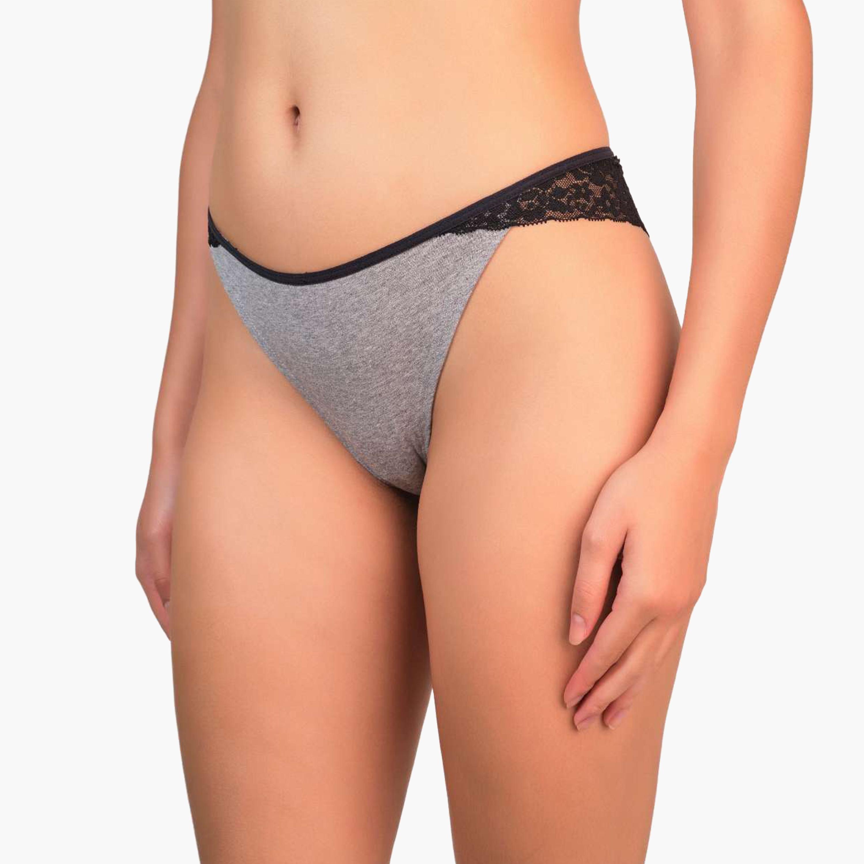 سراويل داخلية نسائية تشيكي عصرية باللون الرمادي من الدانتيل بتغطية متوسطة من لا سنزا-women-clothing-lingerie-panties-image-2