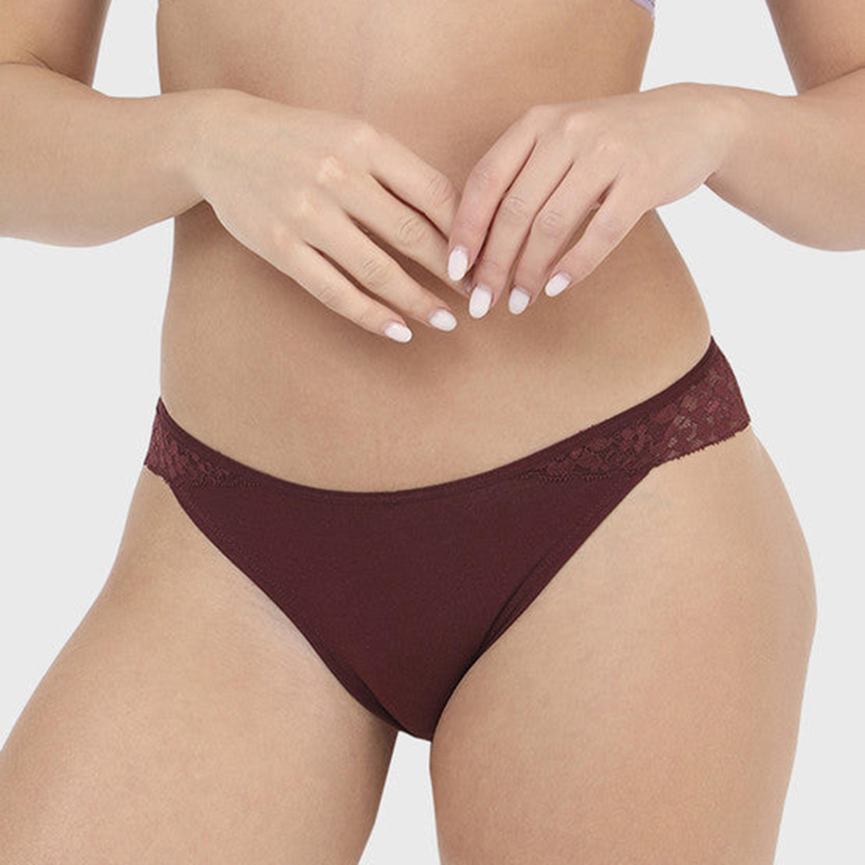 La Senza Low Coverage Maroon Women's Cheeky Briefs-women-clothing-lingerie-panties-image-4
