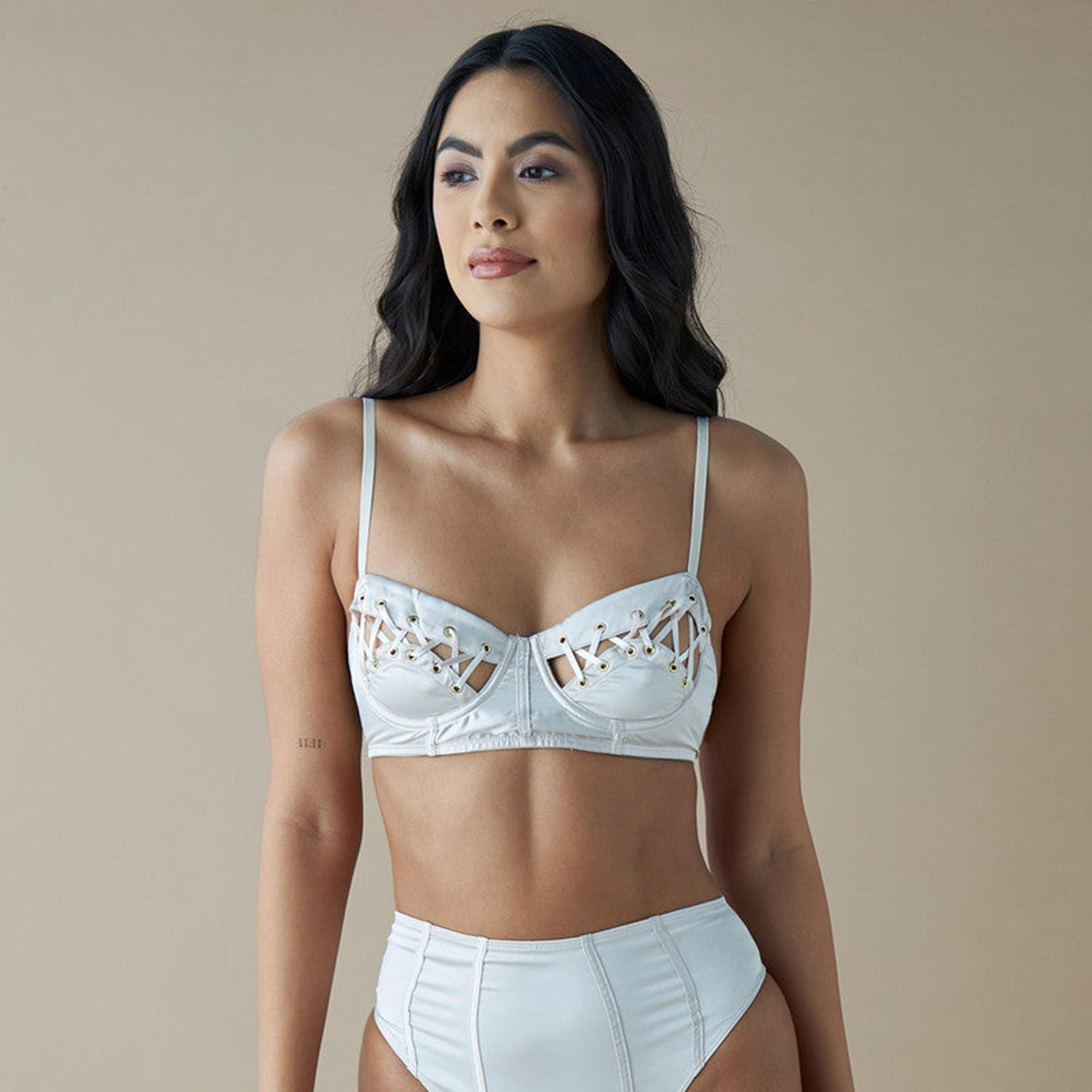 La Senza Sexy Non-Padded Wired Medium Support White Women's Costume Demi Bra-women-clothing-lingerie-bras-image-1