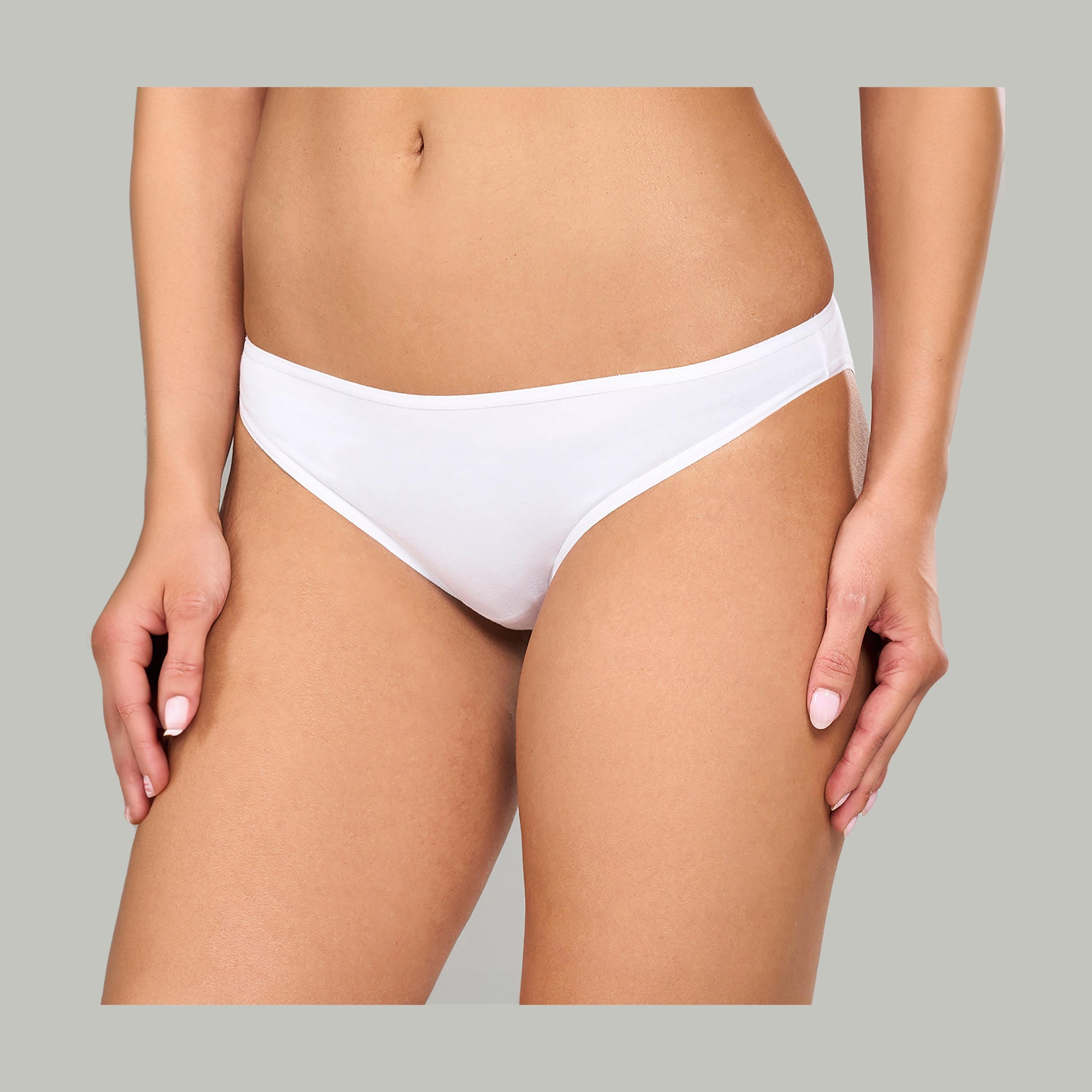 سراويل بيكيني نسائية بتغطية كاملة فائقة النعومة بيضاء من لا سينزا-women-clothing-lingerie-panties-image-2