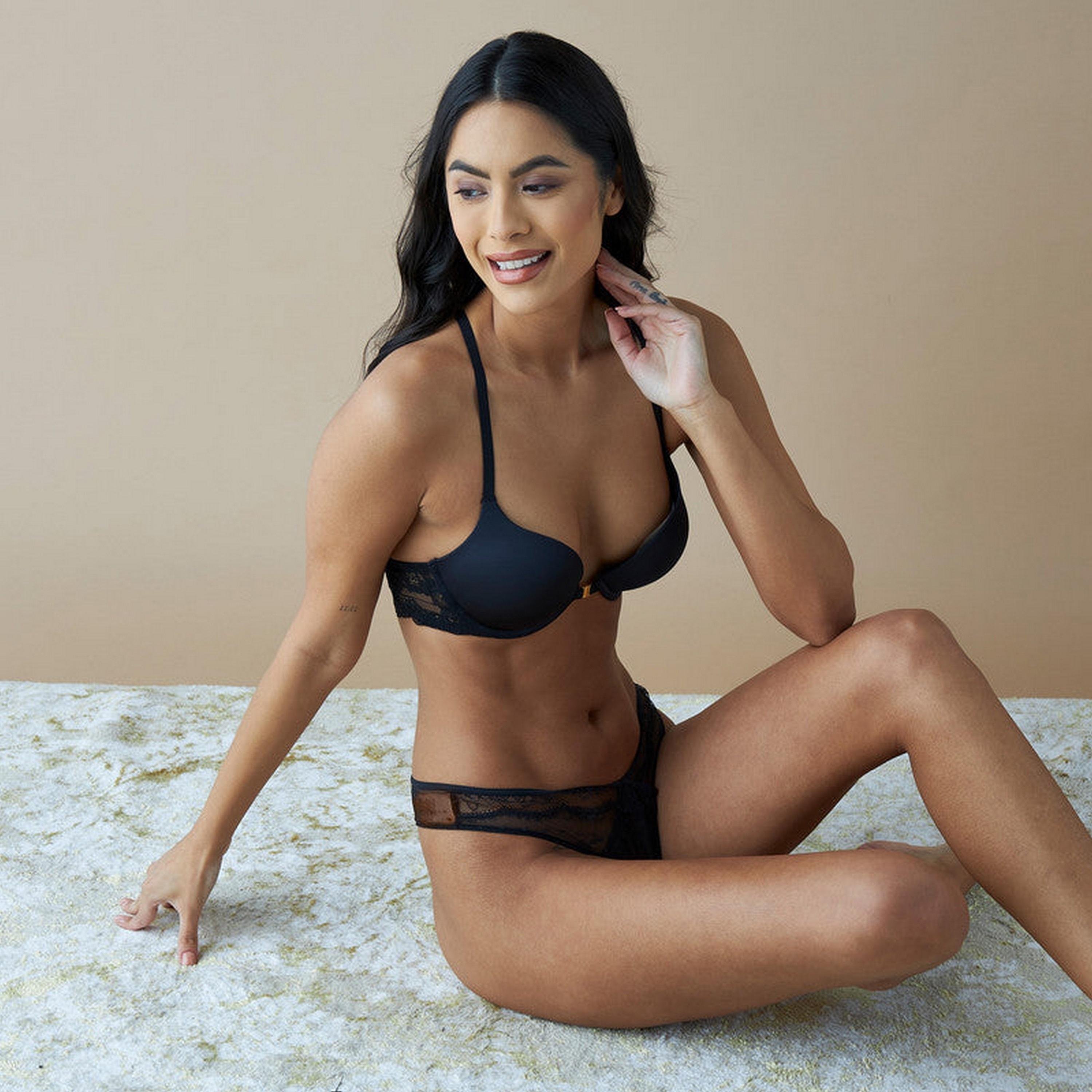 La Senza Low Coverage Black Women's Lace Panties-women-clothing-lingerie-panties-image-2