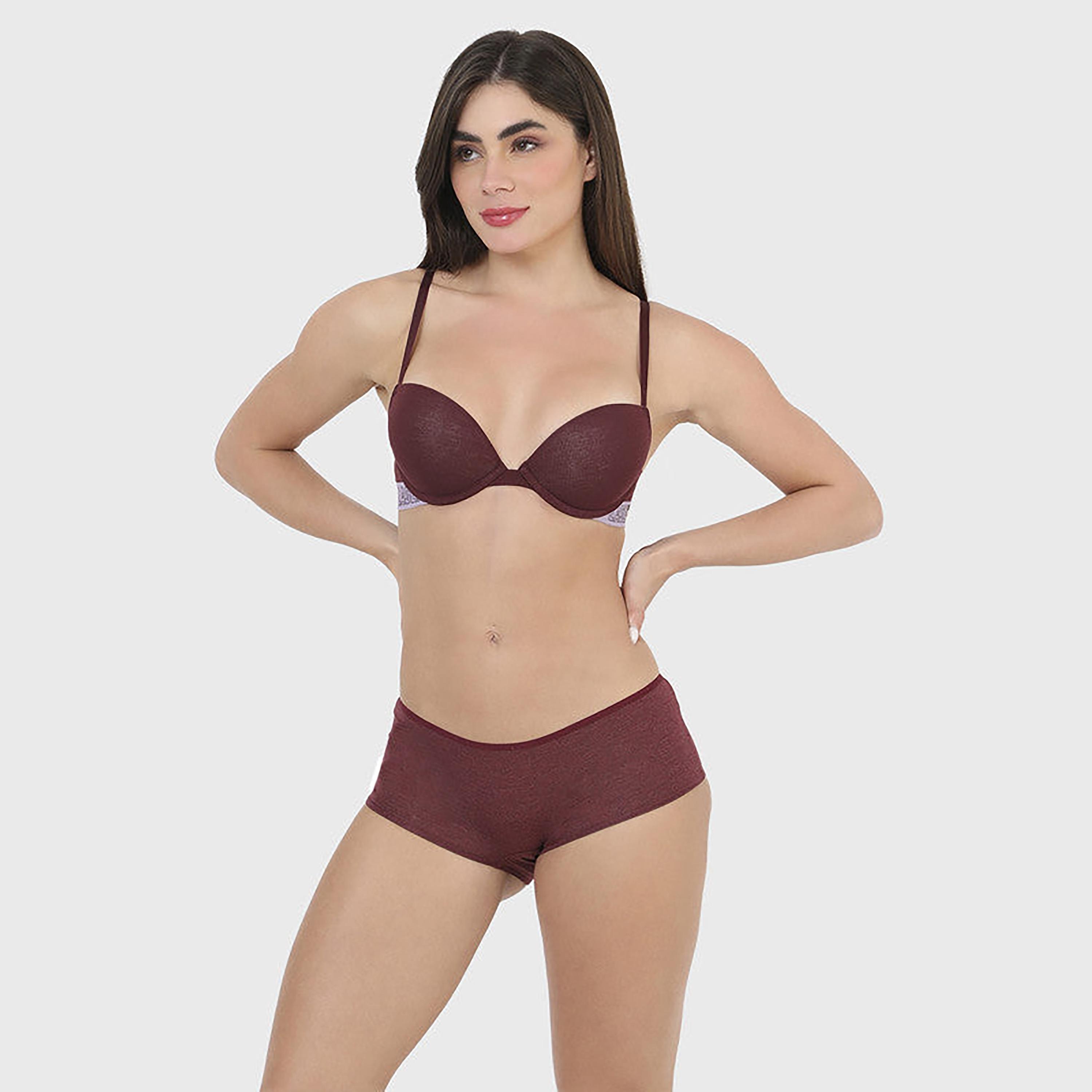 La Senza Medium Coverage Maroon Women's Boyshort Panties-women-clothing-lingerie-panties-image-2