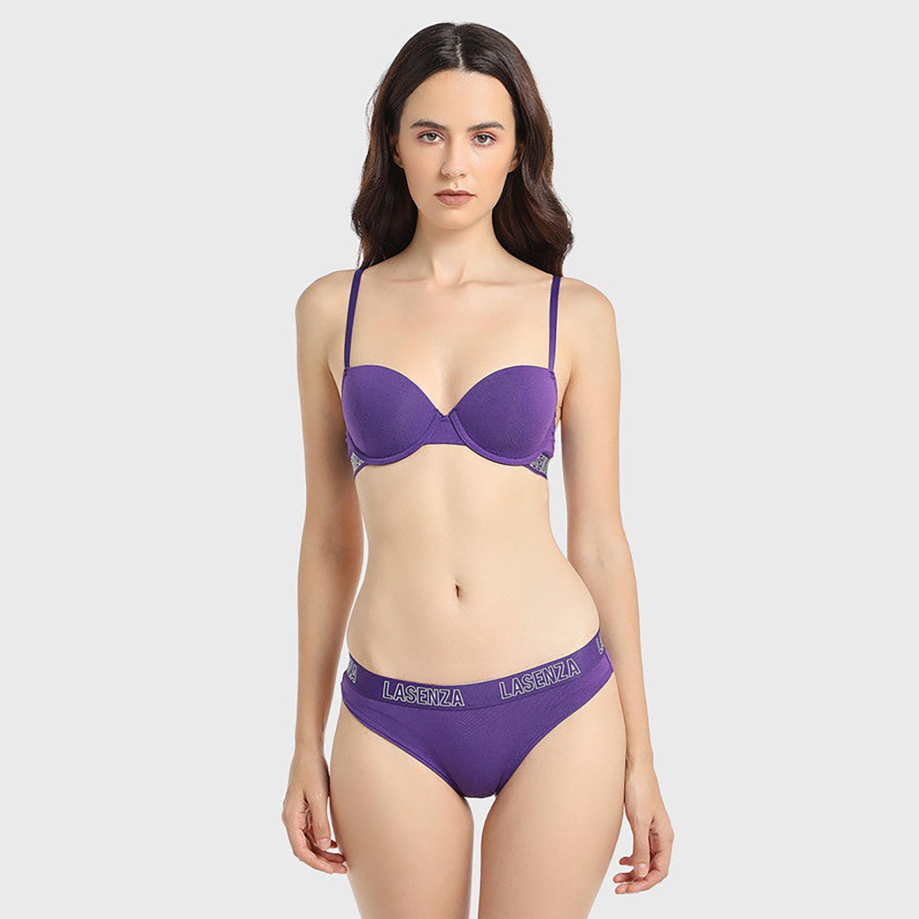 La Senza Medium Coverage Purple Women's Thong Panties-women-clothing-lingerie-panties-image-2