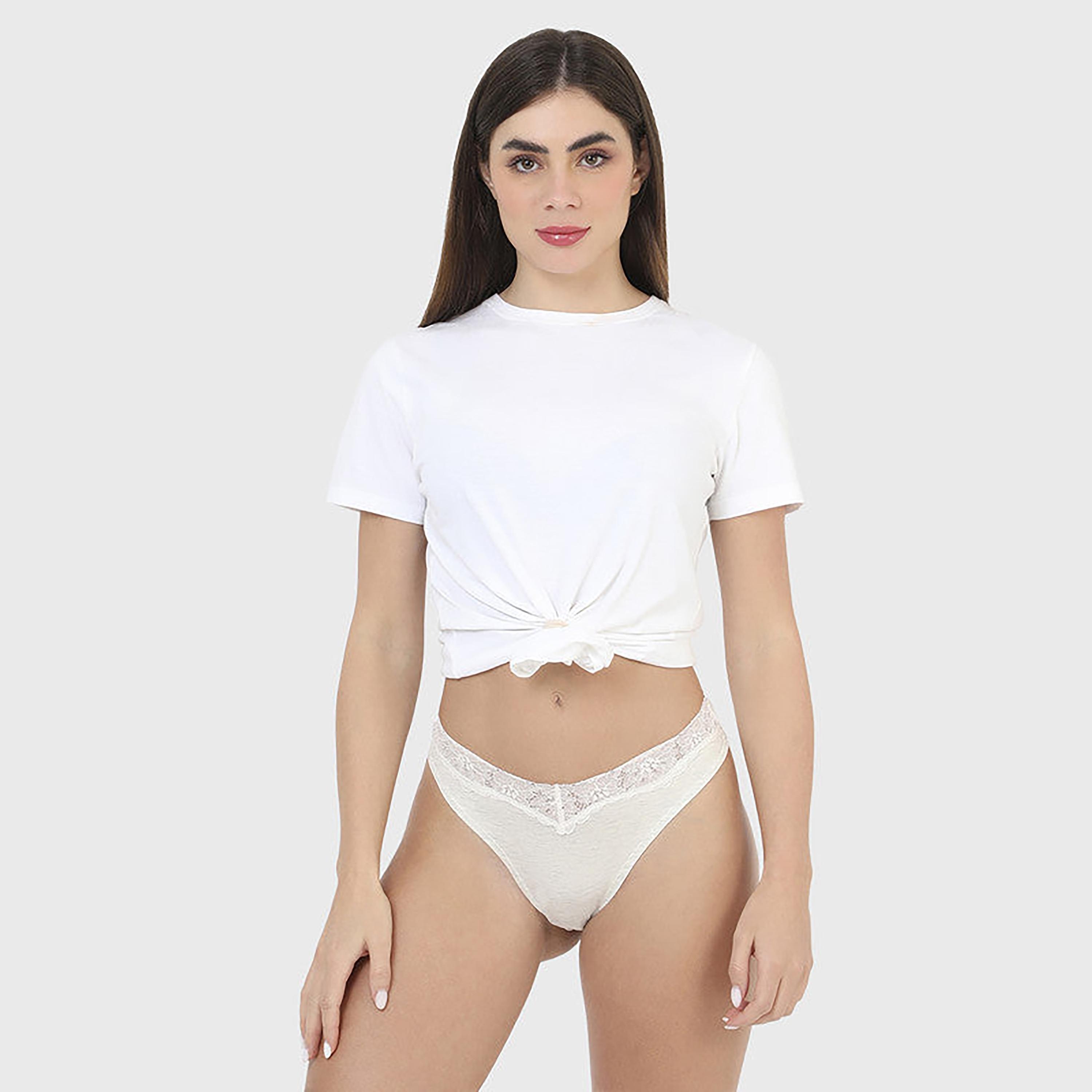 La Senza Low Coverage White Women's Thongs-women-clothing-lingerie-panties-image-2