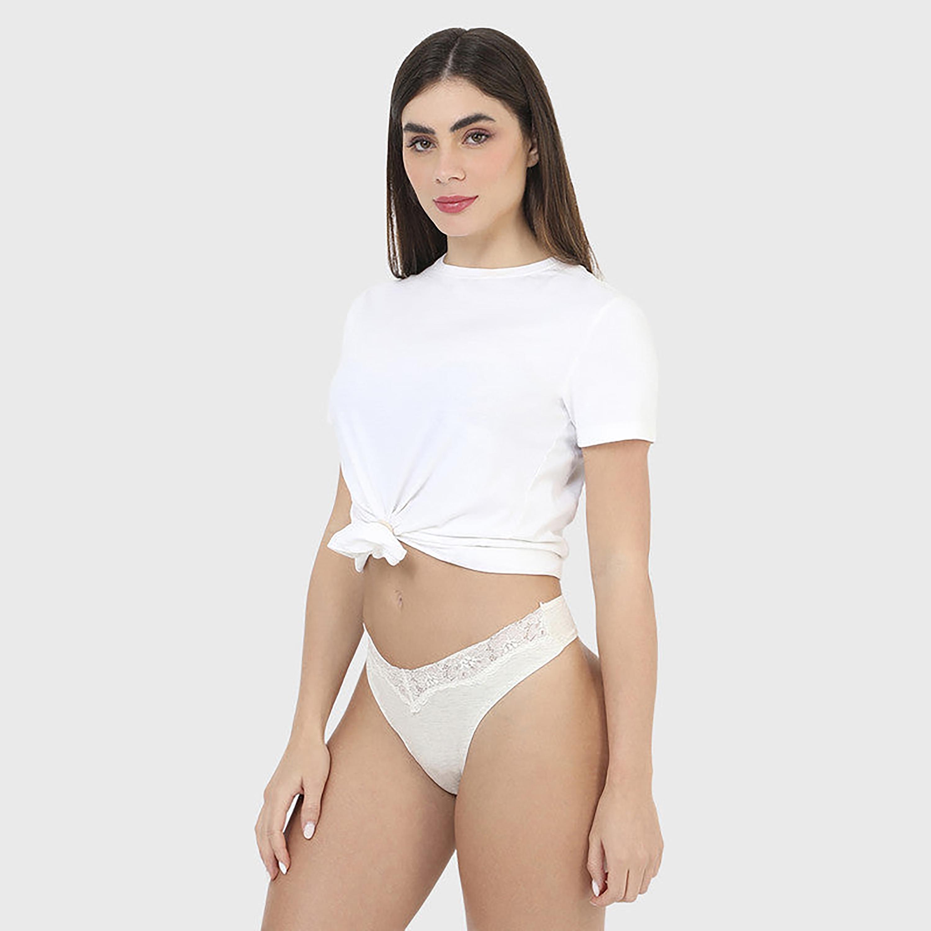 La Senza Low Coverage White Women's Thongs-women-clothing-lingerie-panties-image-6