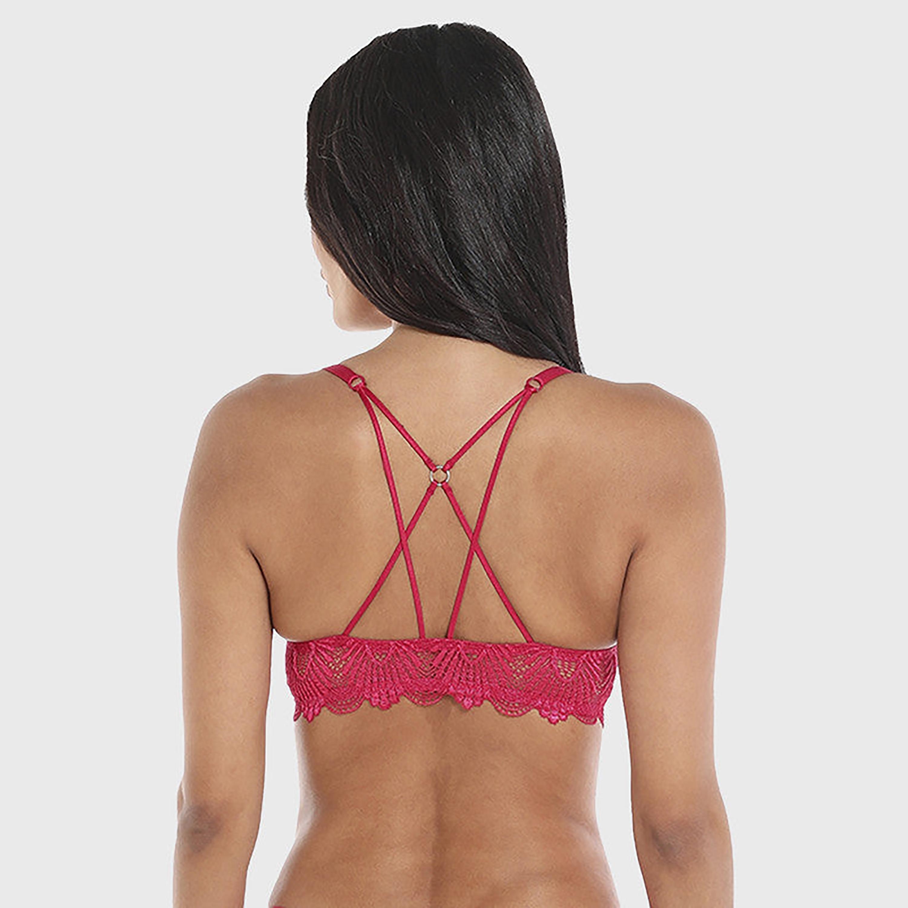 La Senza Non-Padded Non-Wired Double Push Up Magenta Women's Plunge Bra-women-clothing-lingerie-bras-image-5