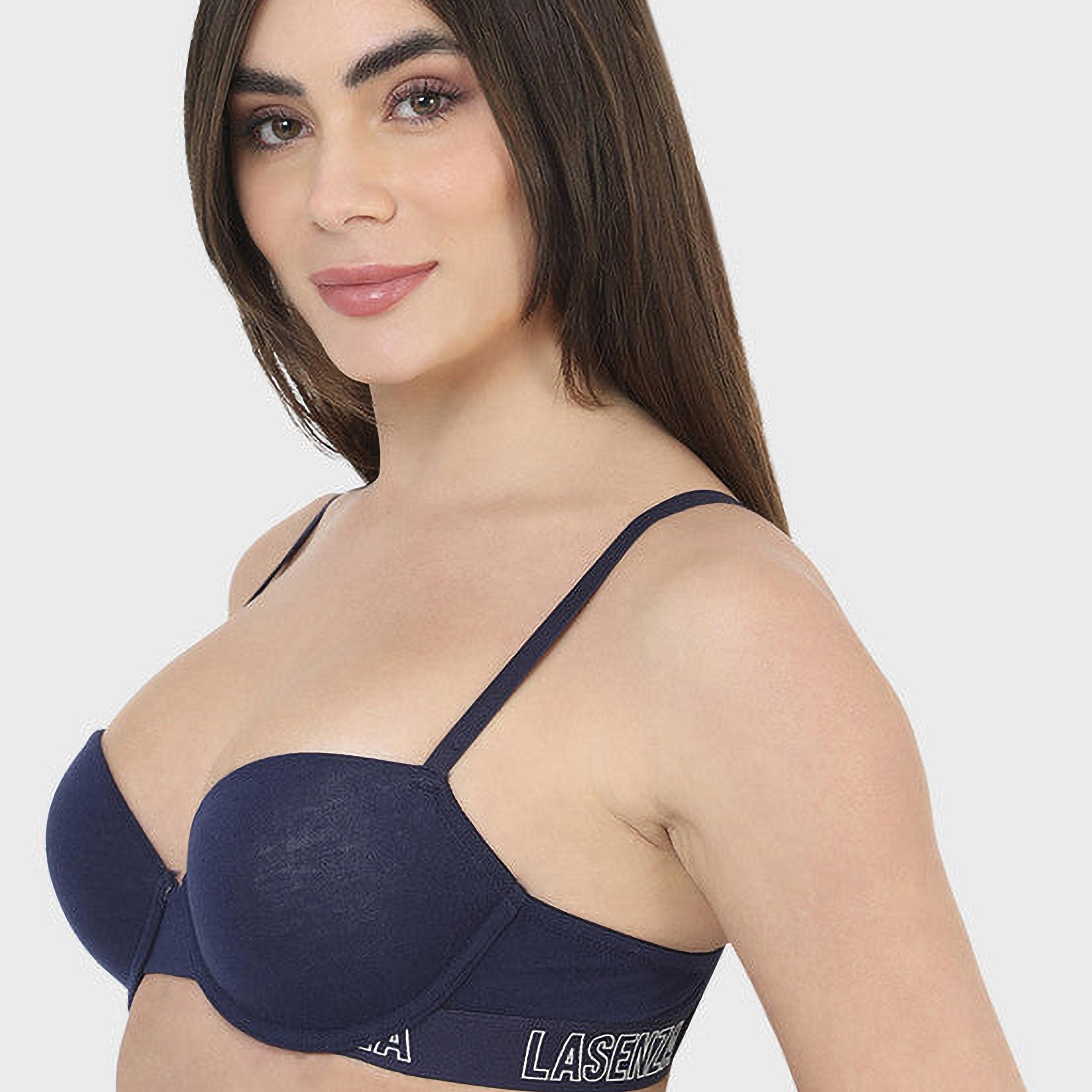 La Senza Light Padding Non-Wired Blue Women's Demi Bra-women-clothing-lingerie-bras-image-2