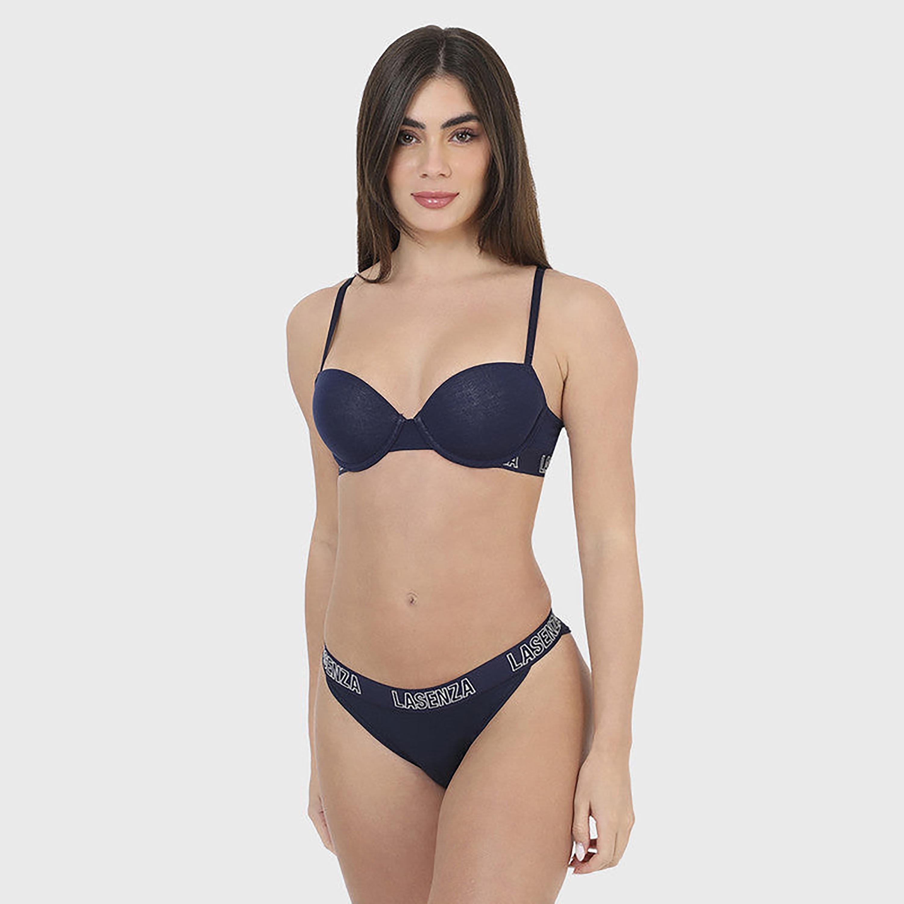 La Senza Light Padding Non-Wired Blue Women's Demi Bra-women-clothing-lingerie-bras-image-4