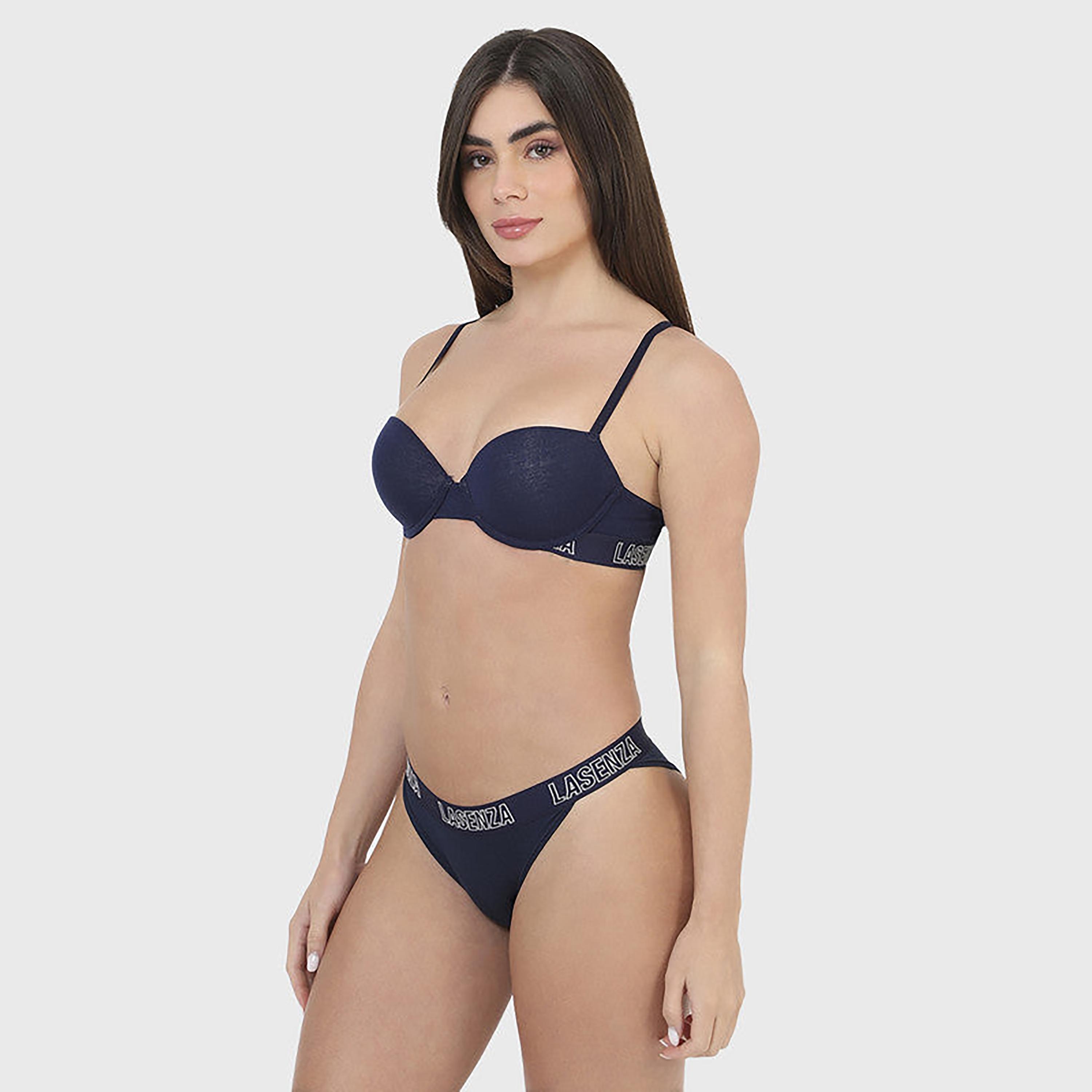 La Senza Light Padding Non-Wired Blue Women's Demi Bra-women-clothing-lingerie-bras-image-5