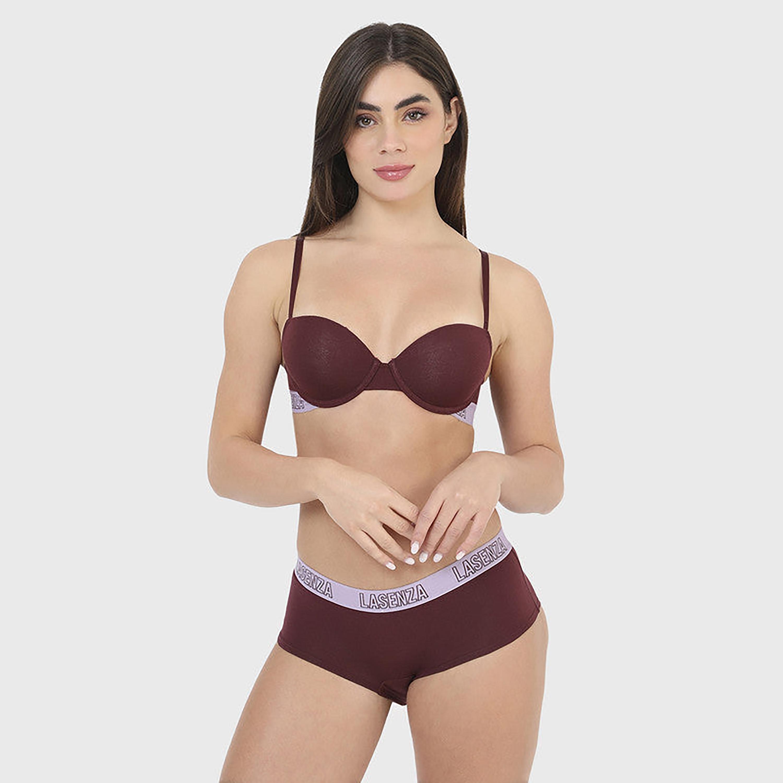 حشوة لا سينزا الخفيفة بدون أسلاك لحمالة ديمي نسائية باللون العنابي-women-clothing-lingerie-bras-image-1
