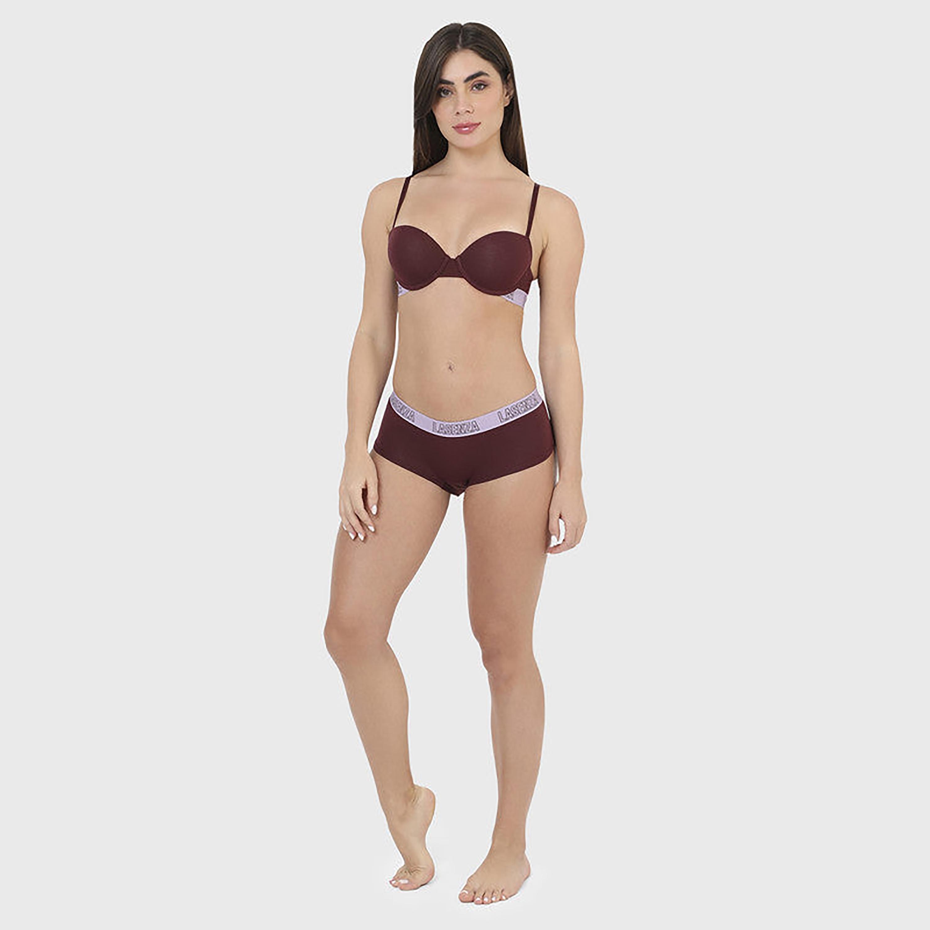 حشوة لا سينزا الخفيفة بدون أسلاك لحمالة ديمي نسائية باللون العنابي-women-clothing-lingerie-bras-image-2
