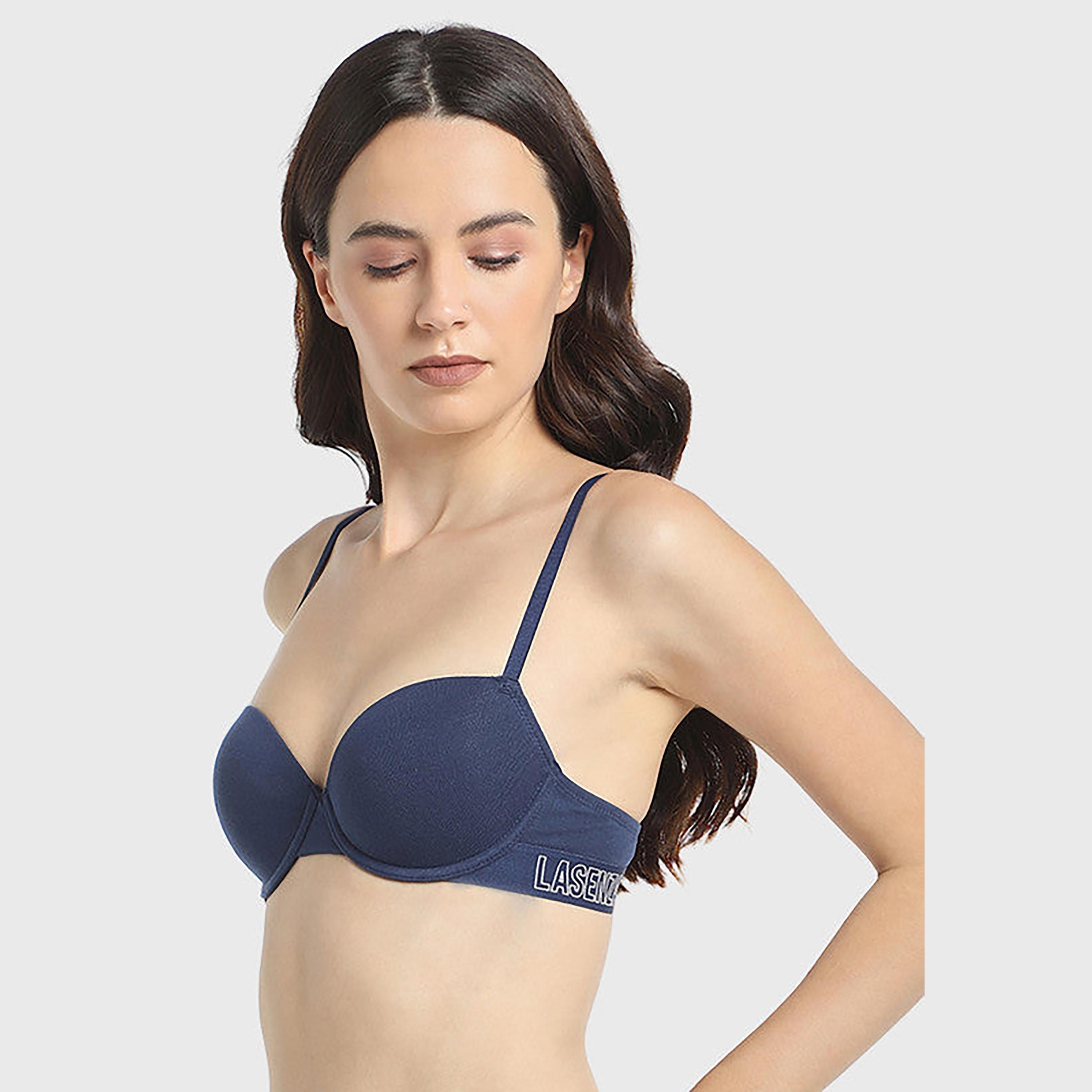 La Senza Light Padding Non-Wired Dark Navy Women's Demi Bra-women-clothing-lingerie-bras-image-4