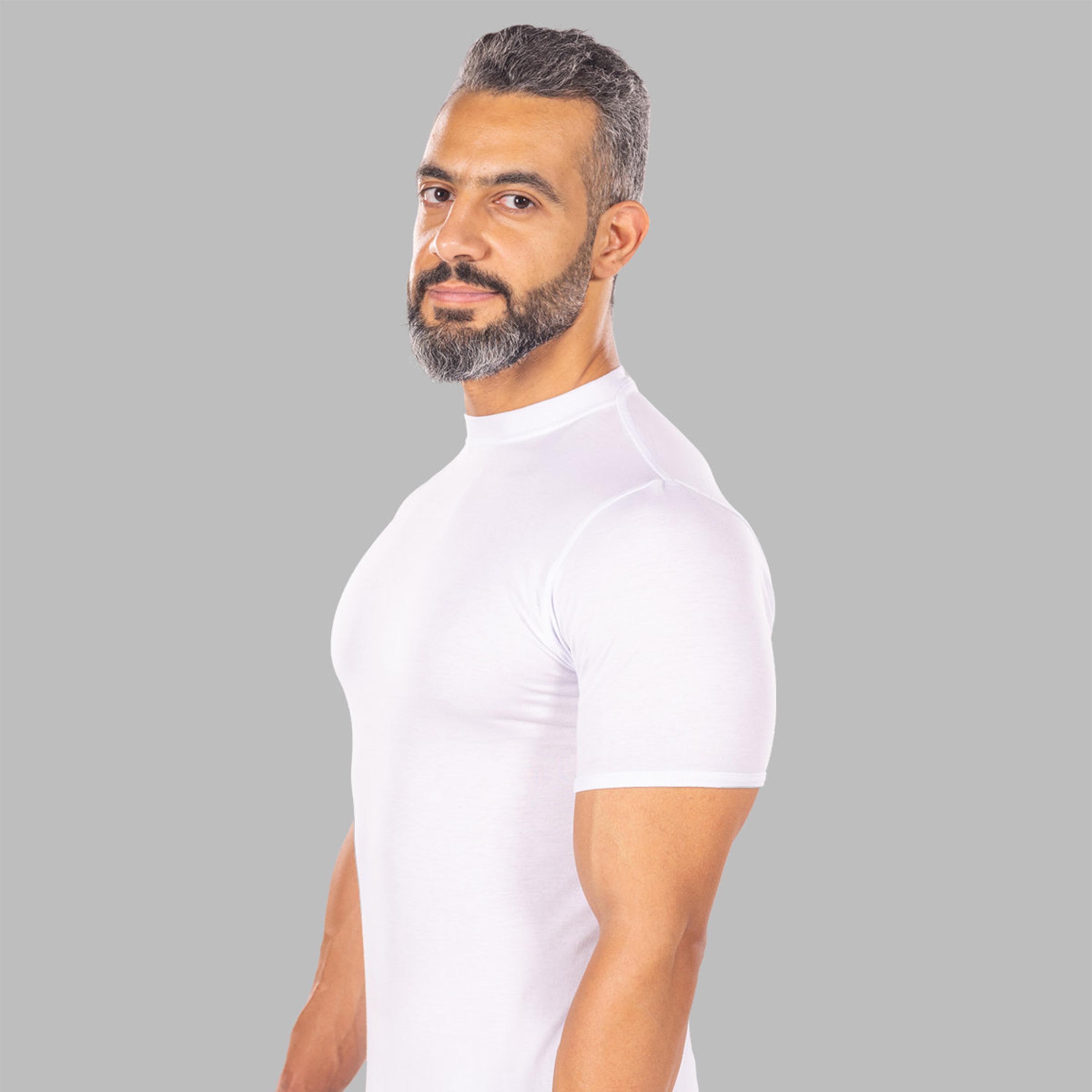 Drosh Pack of 6 White Mock Neck Short Sleeves Men's Under T-Shirt-men-arabicclothing-thobeinner-image-2