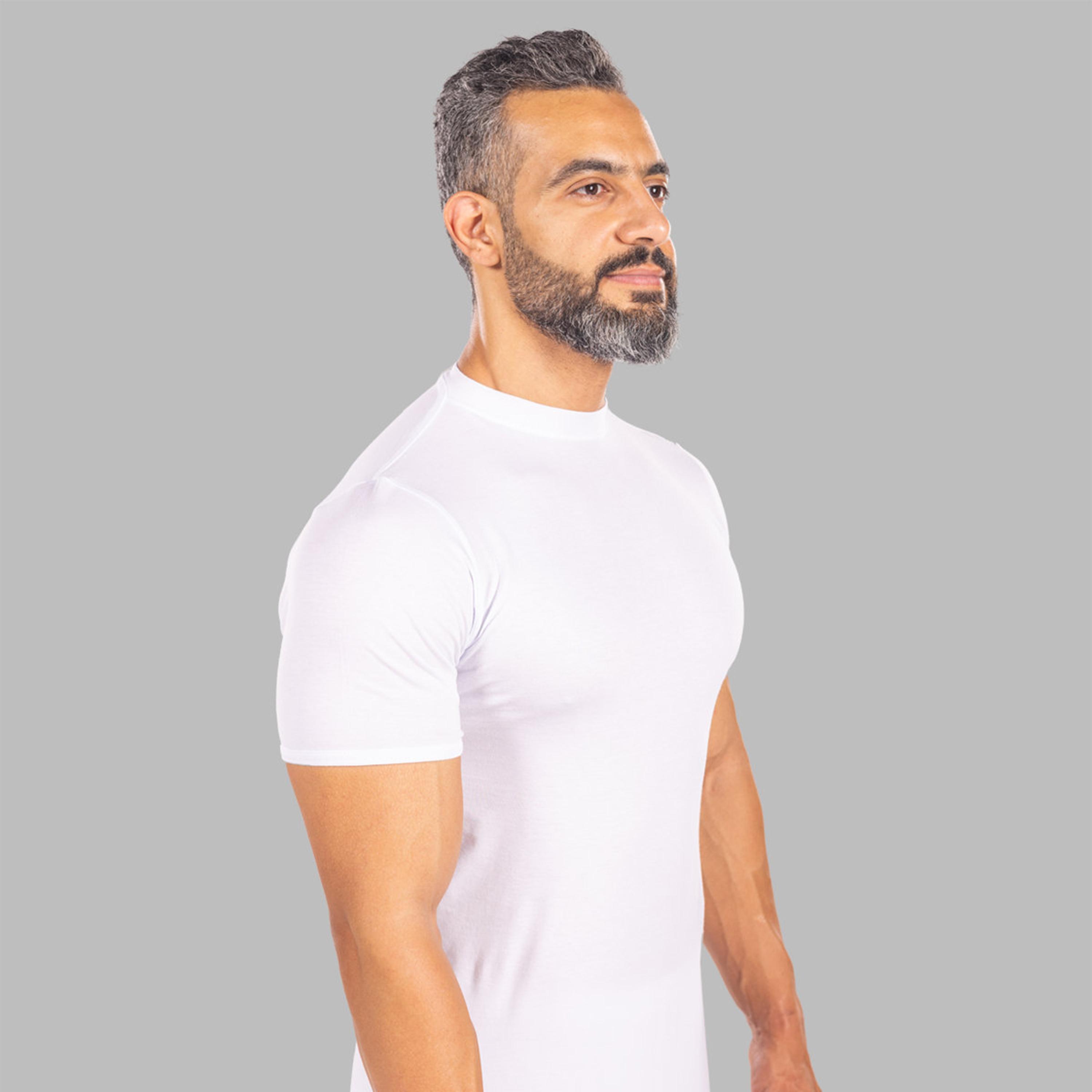 Drosh Pack of 6 White Mock Neck Short Sleeves Men's Under T-Shirt-men-arabicclothing-thobeinner-image-3