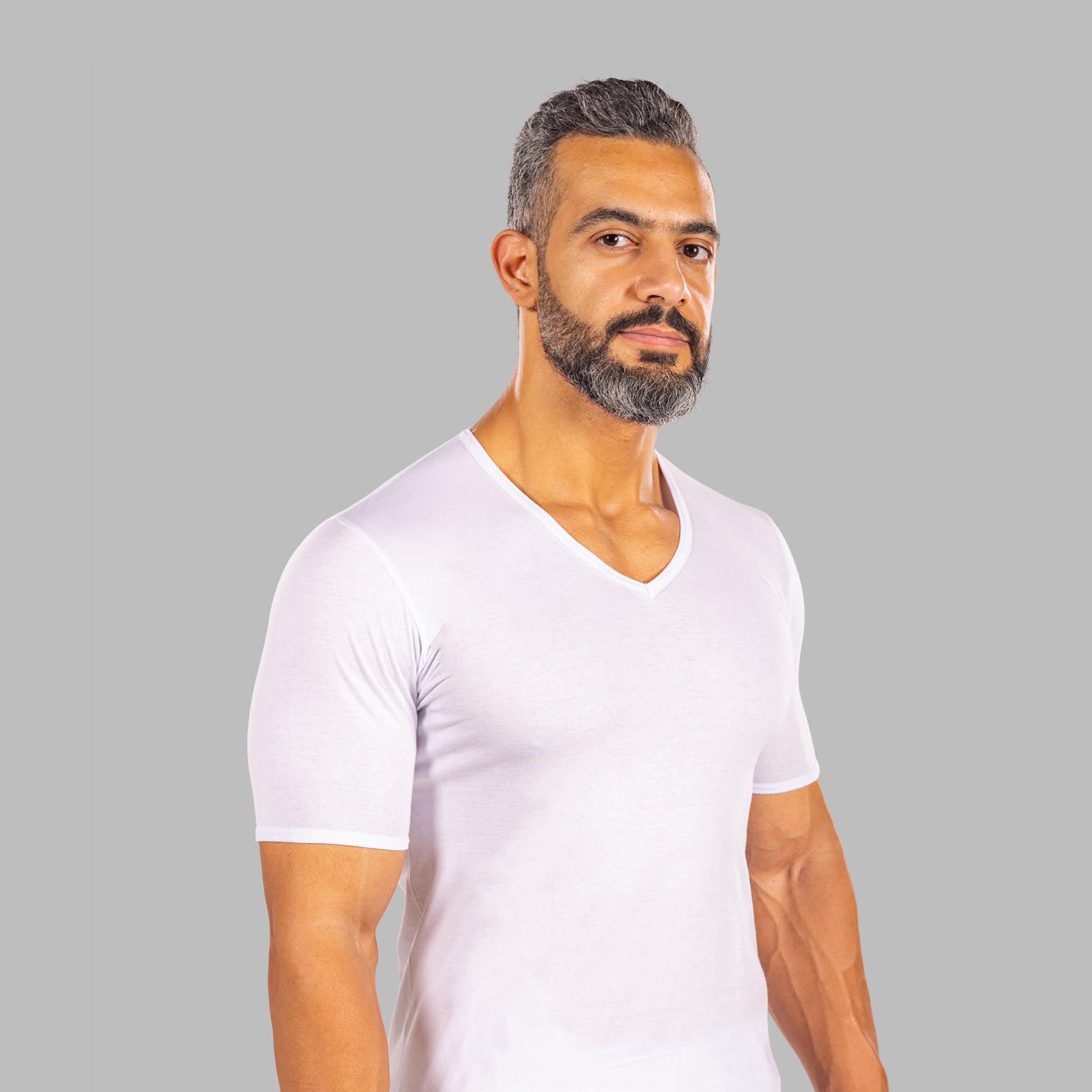 Drosh Pack of 6 White V-Neck Short Sleeves Men's Under T-Shirt-men-arabicclothing-thobeinner-image-3