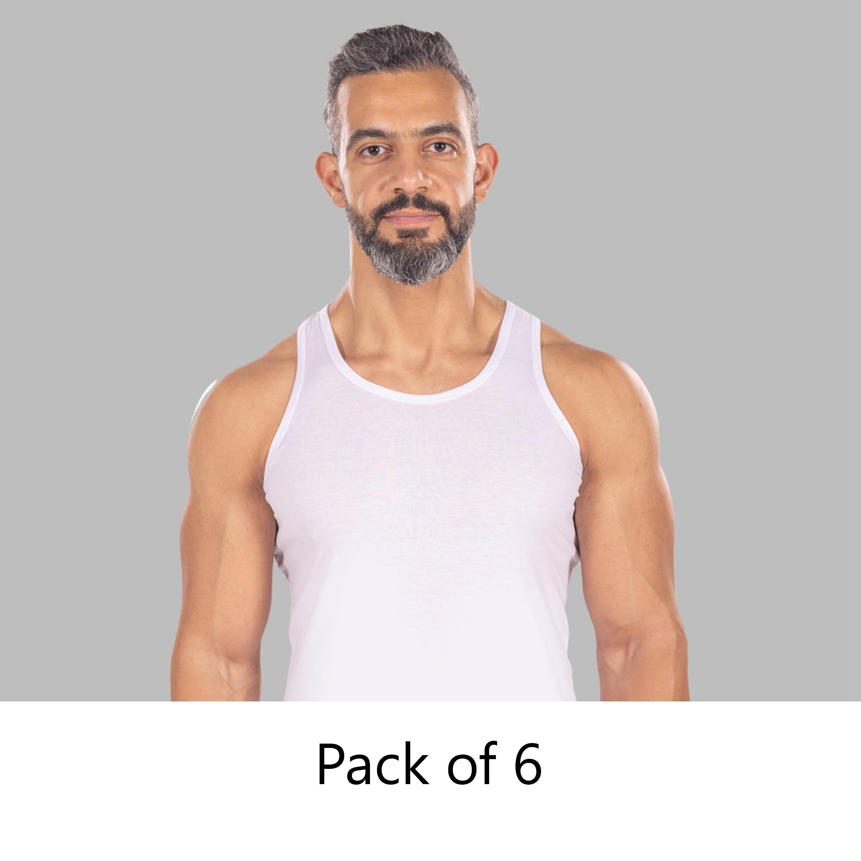 Drosh Pack of 6 White Scoop Neck Sleeveless Men's Vest-men-clothing-innerwear-vests-image-1