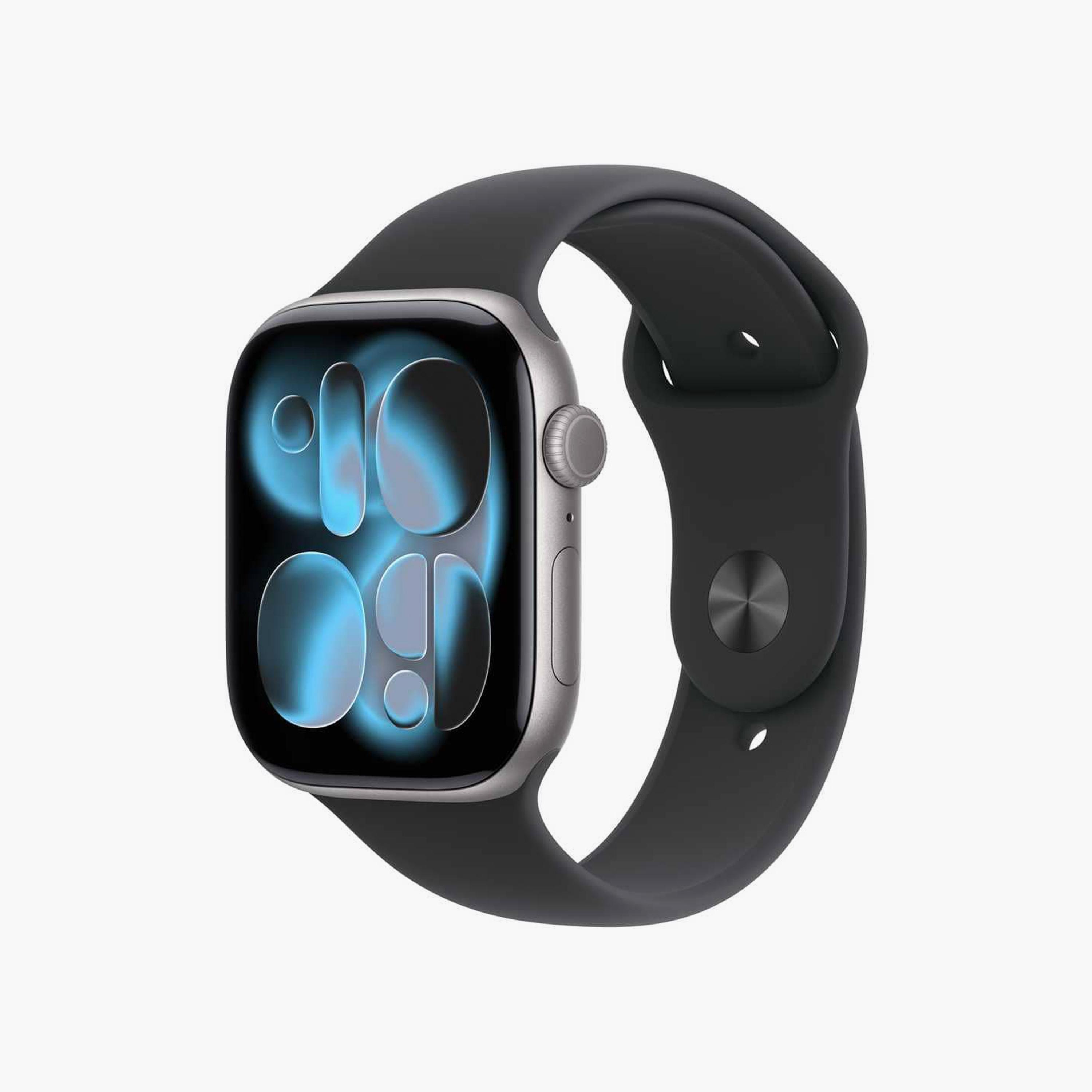 أبل ووتش سيريس 11 جي بي اس 46 ملم هيكل ألومنيوم مع سوار رياضي بلون أسود-men-watchesandjewellery-watches-image-10
