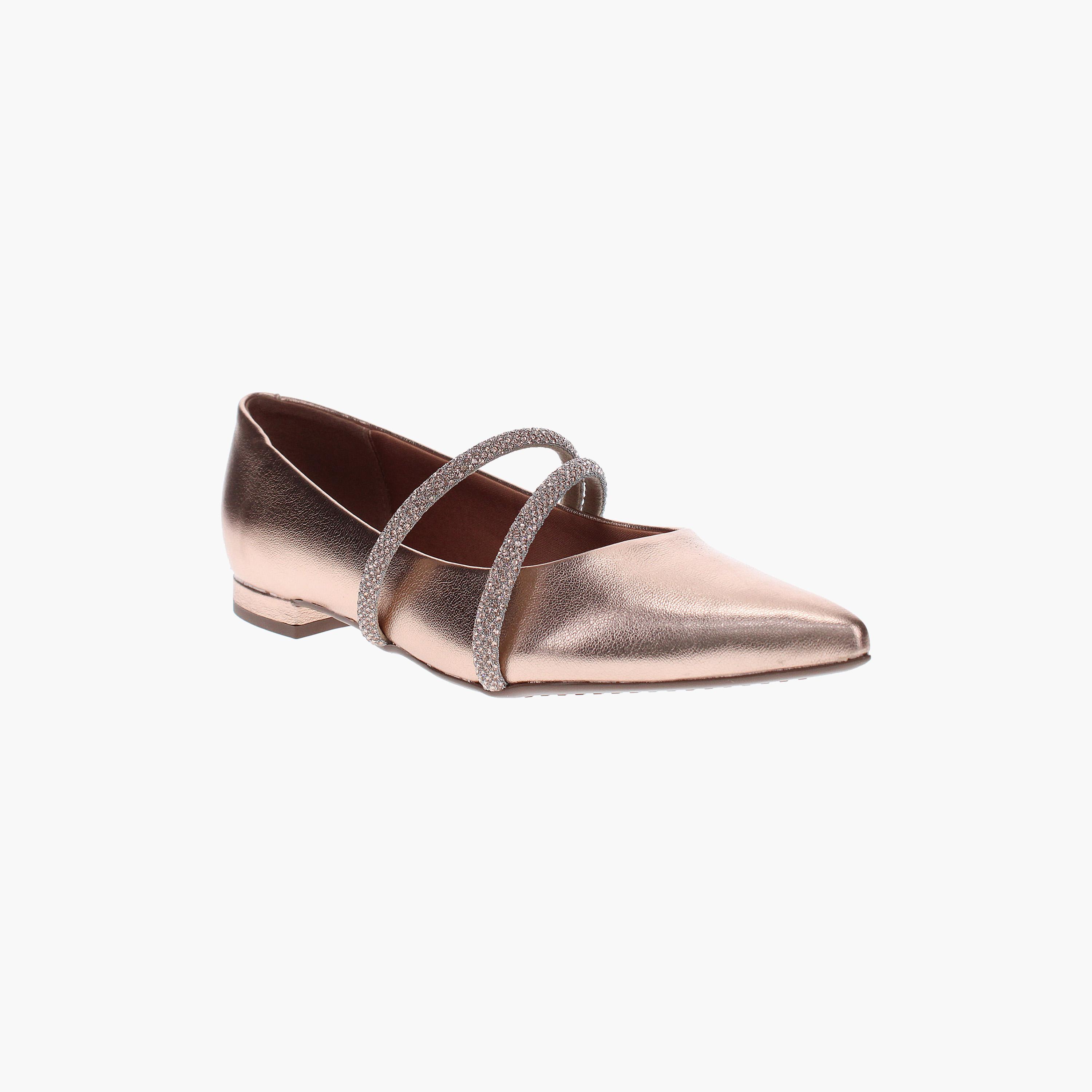 Vizzano by Geoomnii Women's Metallic Crystal Ballerinas with Cross Over Strap | 1206-787-26227     -women-shoes-ballerinas-image-1