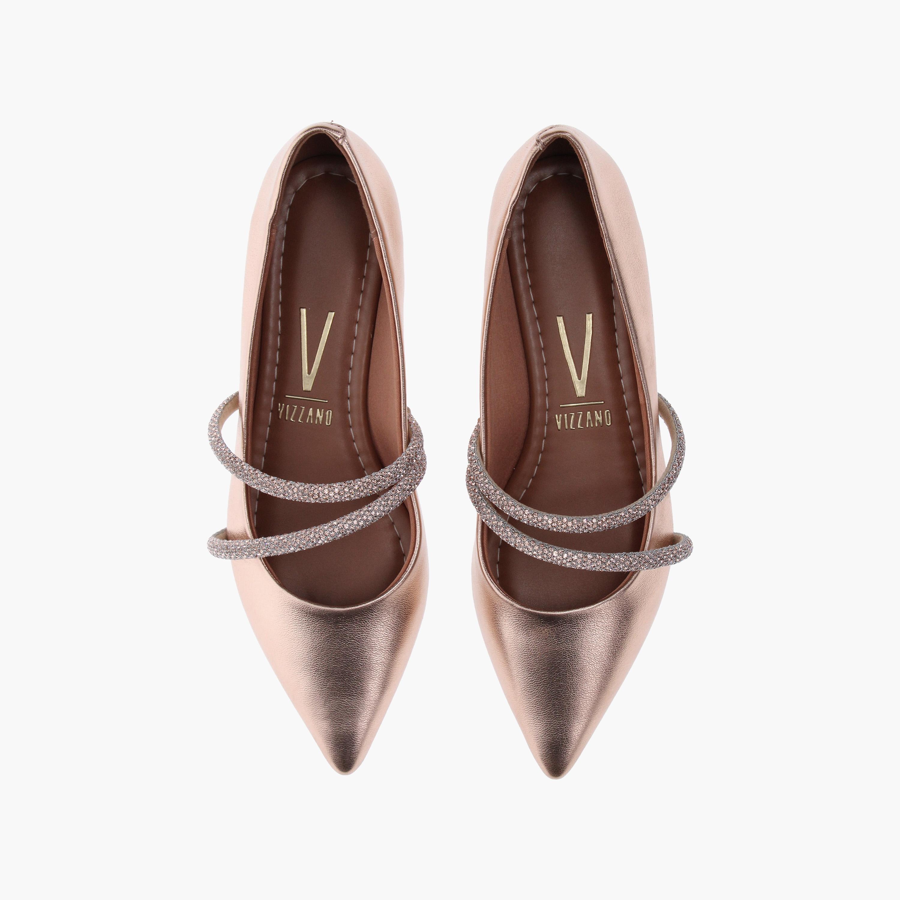 Vizzano by Geoomnii Women's Metallic Crystal Ballerinas with Cross Over Strap | 1206-787-26227     -women-shoes-ballerinas-image-5