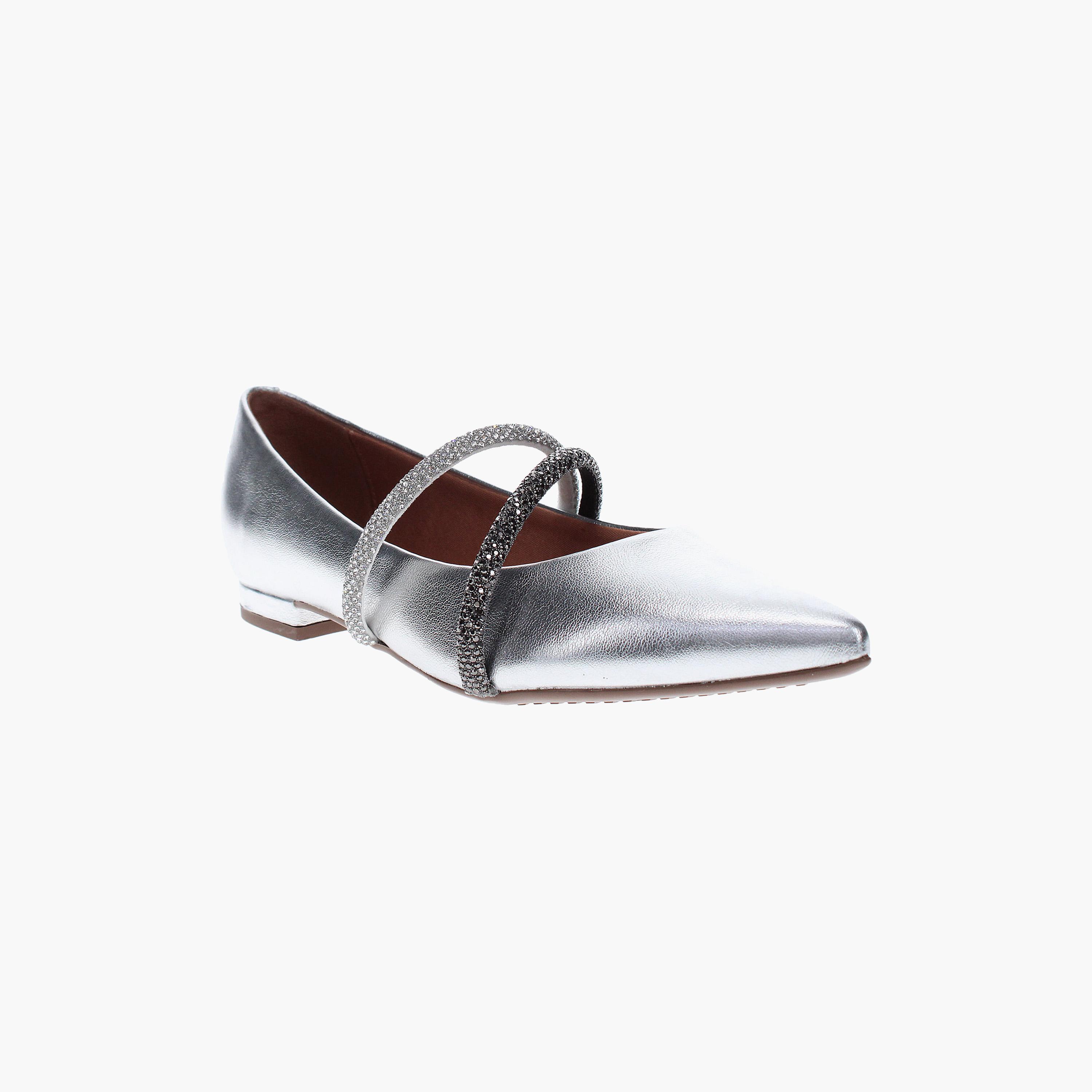 حذاء باليرينا نسائي من الكريستال المعدني مع حزام متقاطع من فيزانو | 1206-787-26227-women-shoes-ballerinas-image-1