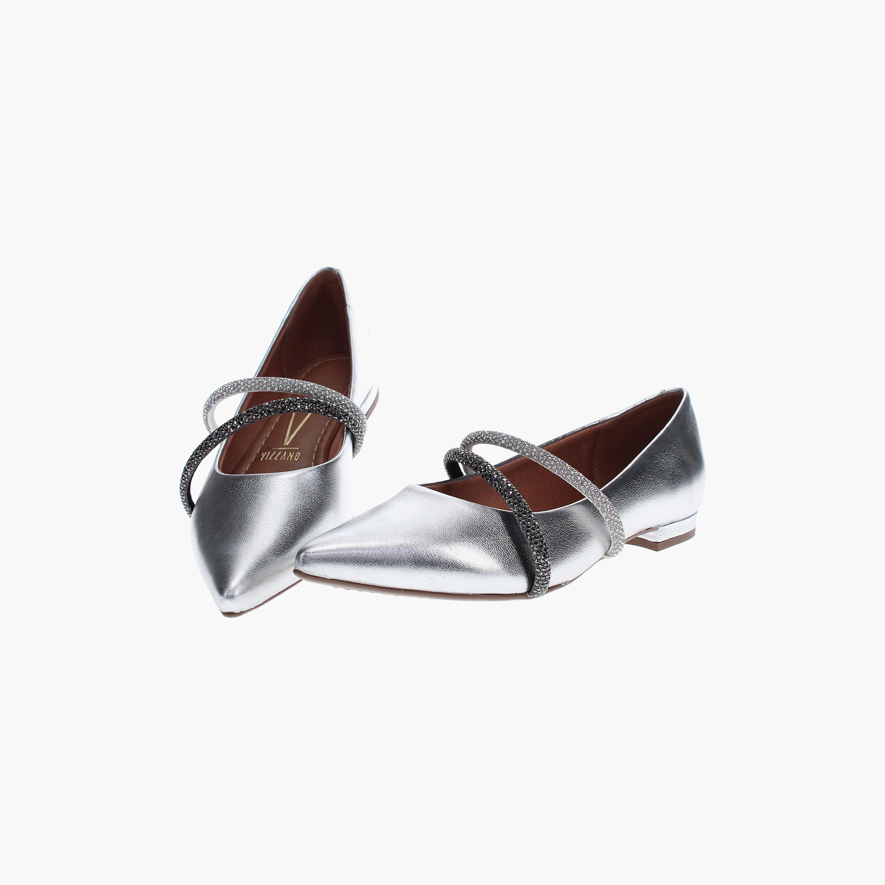 حذاء باليرينا نسائي من الكريستال المعدني مع حزام متقاطع من فيزانو | 1206-787-26227-women-shoes-ballerinas-image-4