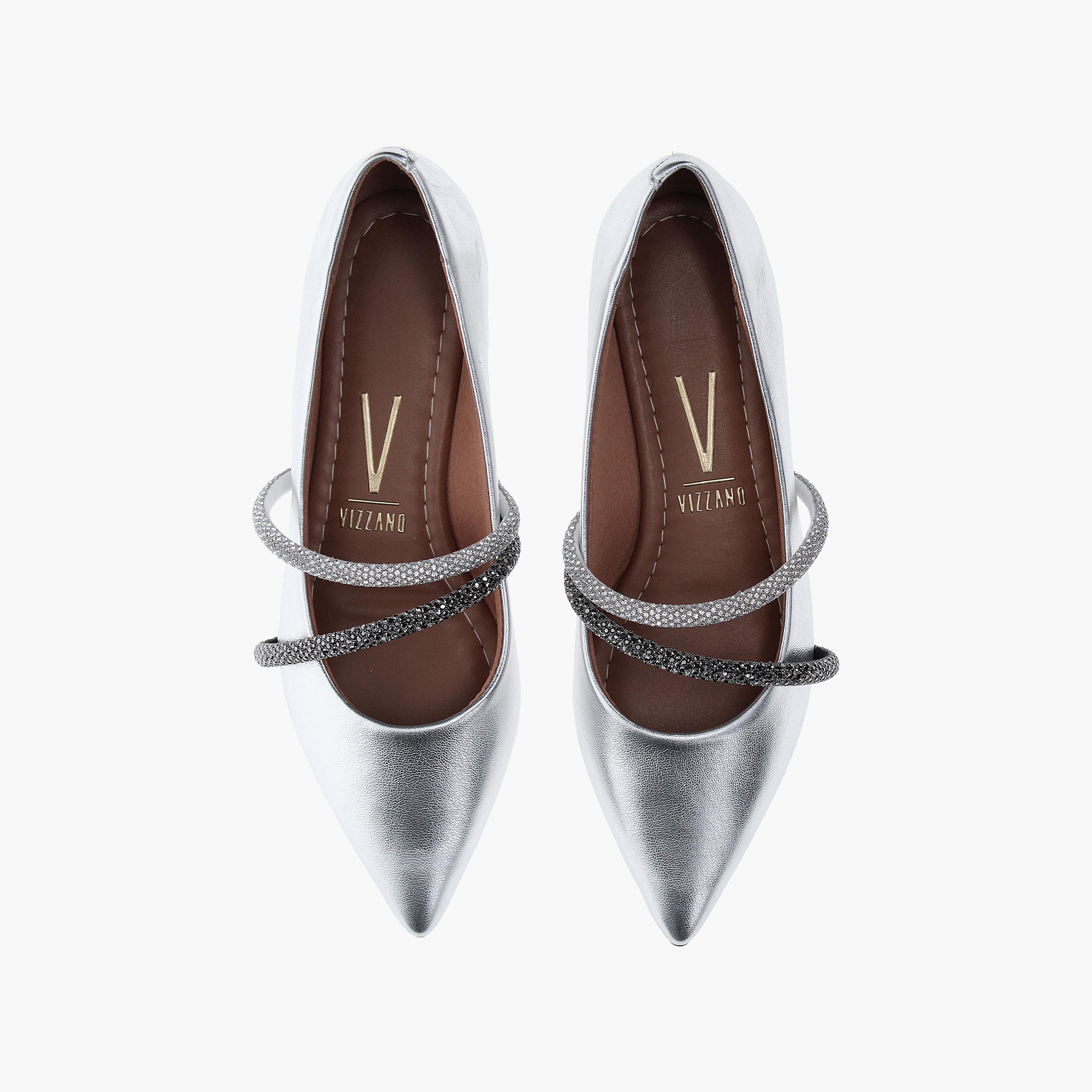 حذاء باليرينا نسائي من الكريستال المعدني مع حزام متقاطع من فيزانو | 1206-787-26227-women-shoes-ballerinas-image-5