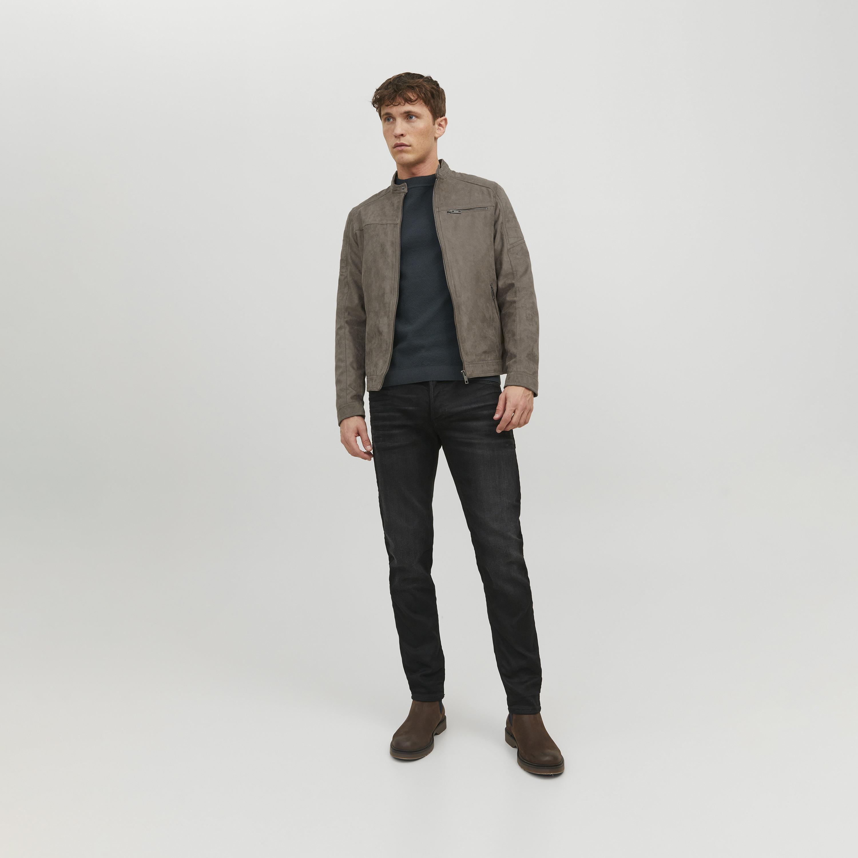 Jack & Jones Plain Stand Collar Long Sleeves Men's Biker Jacket-men-clothing-jacketsandblazers-jackets-image-2