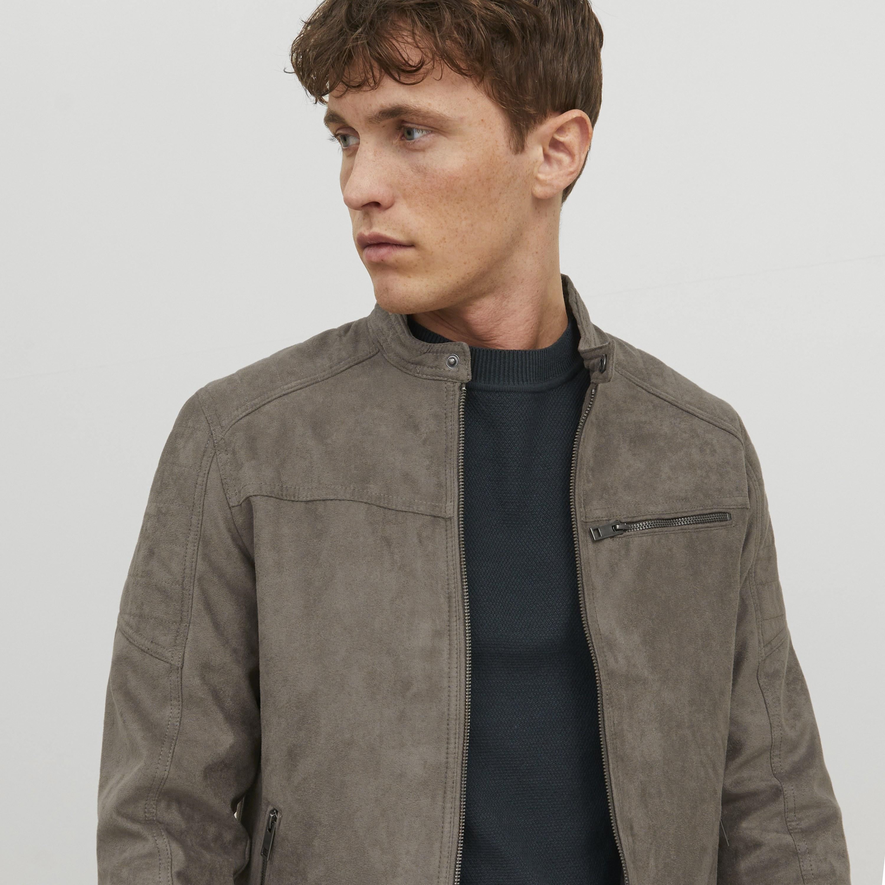 Jack & Jones Plain Stand Collar Long Sleeves Men's Biker Jacket-men-clothing-jacketsandblazers-jackets-image-3