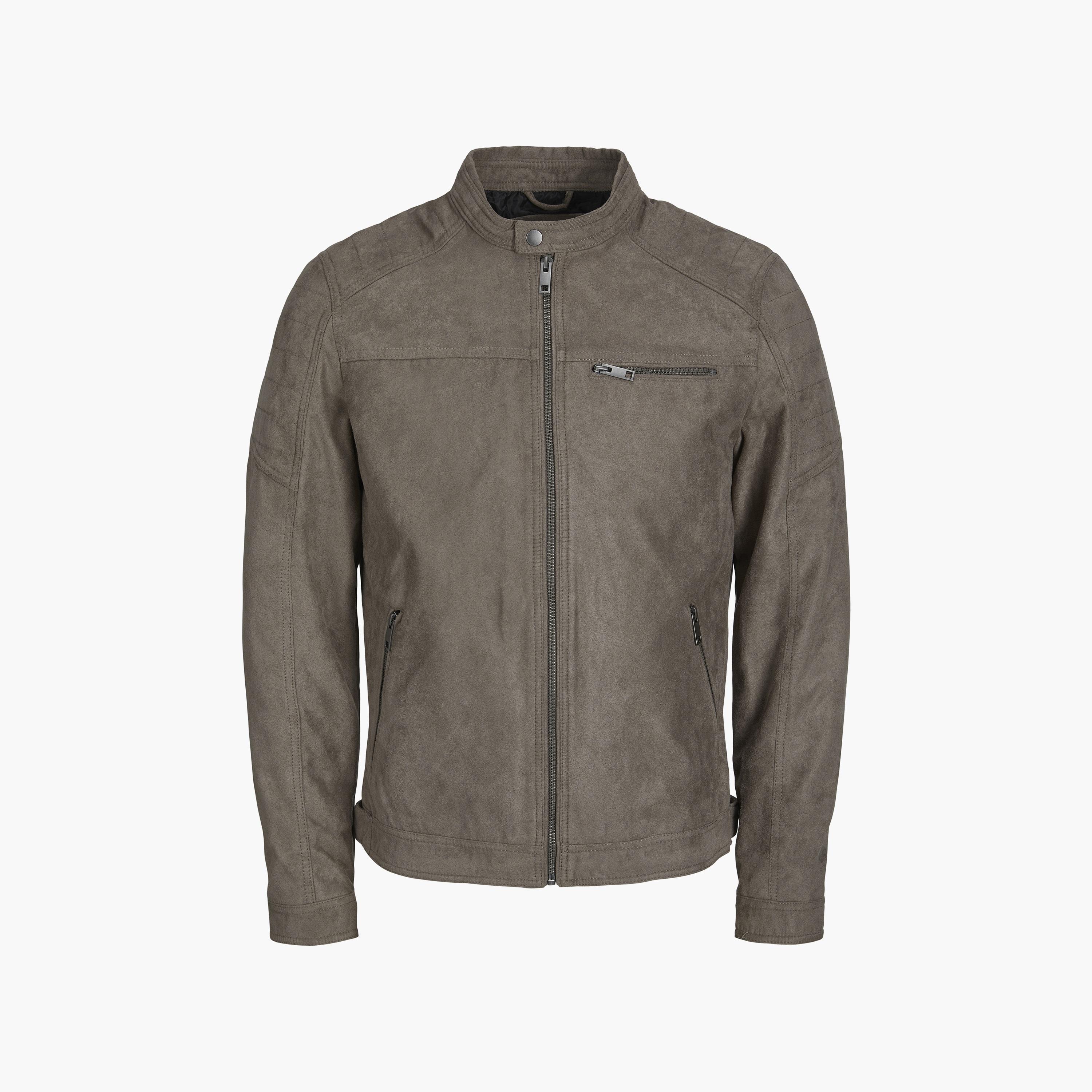 Jack & Jones Plain Stand Collar Long Sleeves Men's Biker Jacket-men-clothing-jacketsandblazers-jackets-image-7