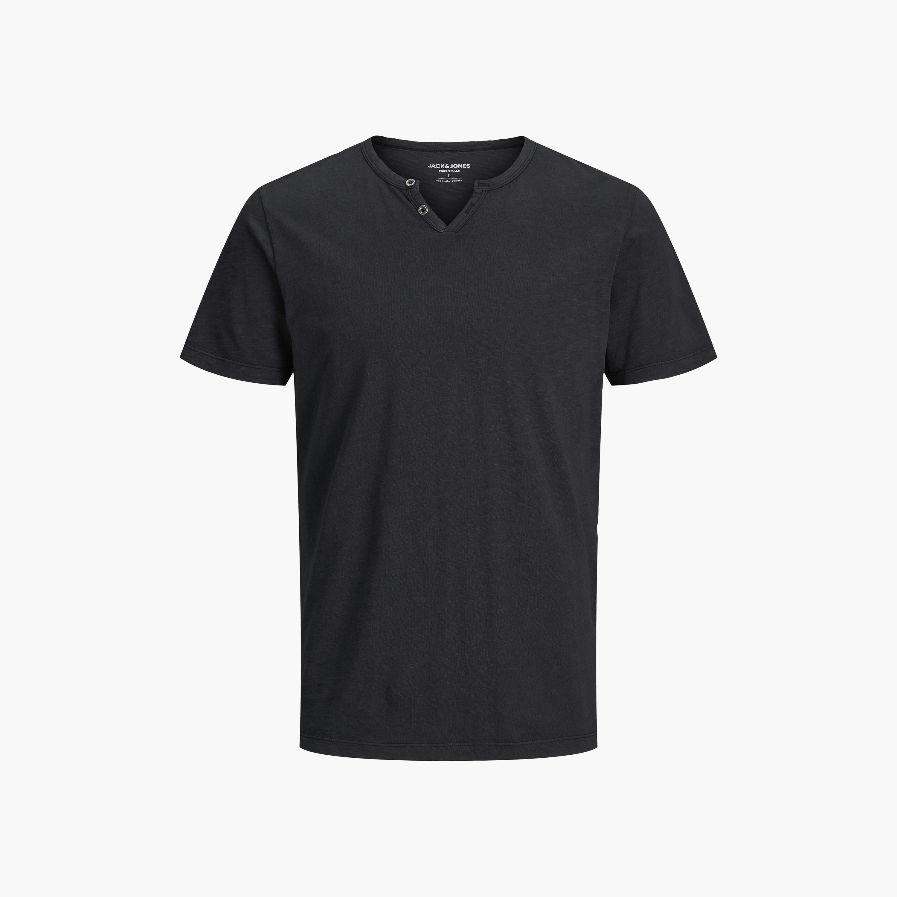 تيشرت رجالي مغزول (هيدرد) بياقة هنلي وأكمام قصيرة من جاك آند جونز-men-clothing-tshirtsandpolos-tshirts-image-39