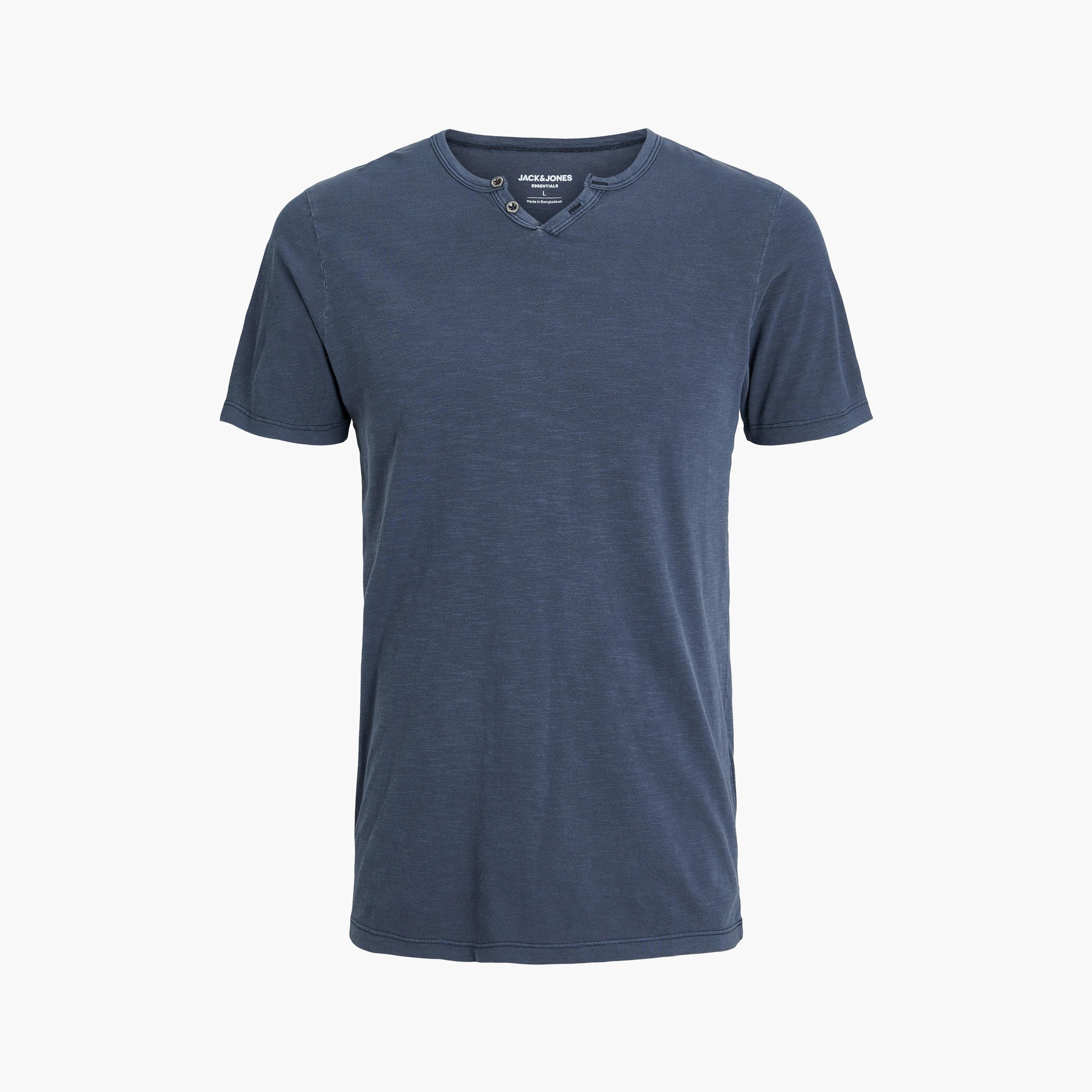 تيشرت رجالي مغزول (هيدرد) بياقة هنلي وأكمام قصيرة من جاك آند جونز-men-clothing-tshirtsandpolos-tshirts-image-7