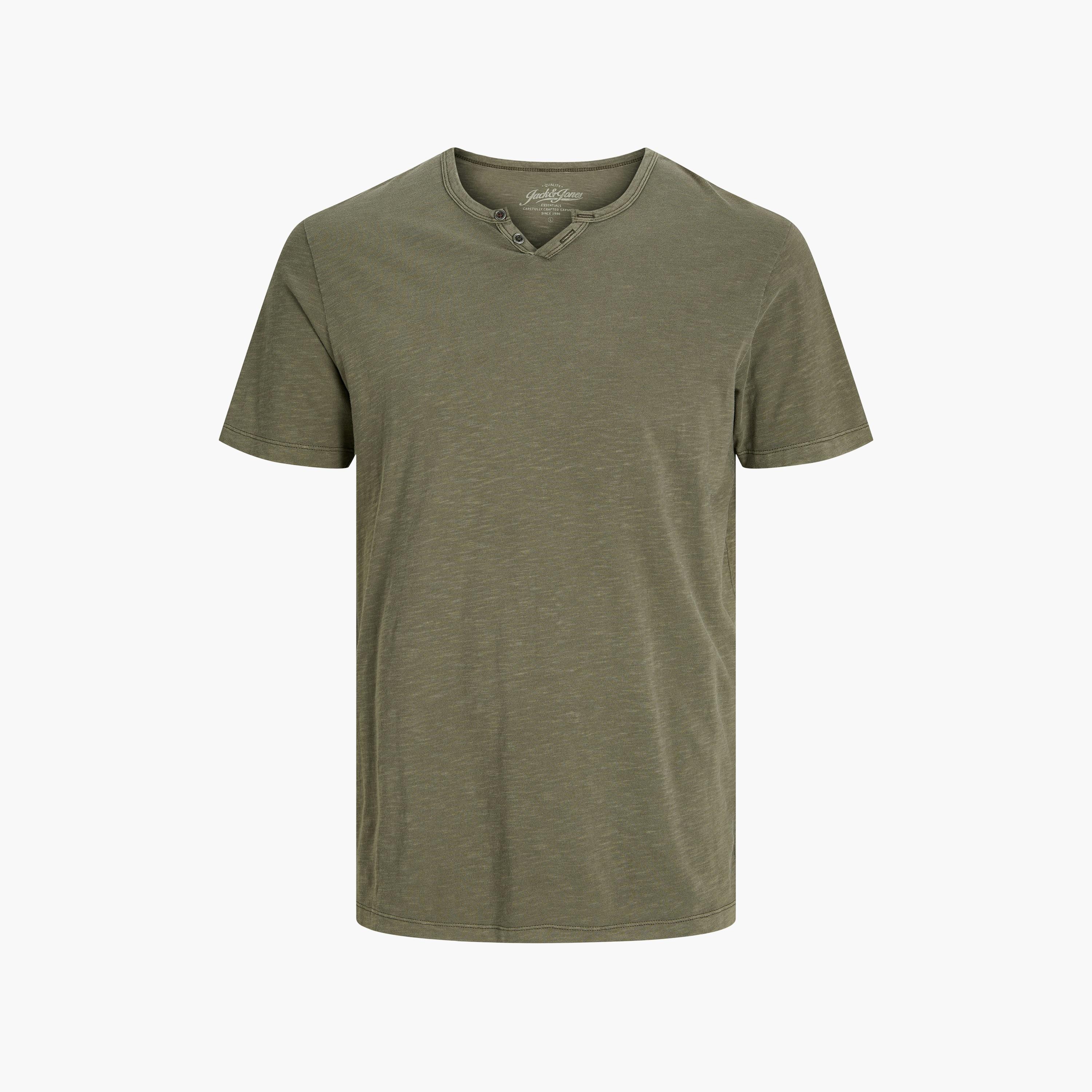 تيشرت رجالي مغزول (هيدرد) بياقة هنلي وأكمام قصيرة من جاك آند جونز-men-clothing-tshirtsandpolos-tshirts-image-16