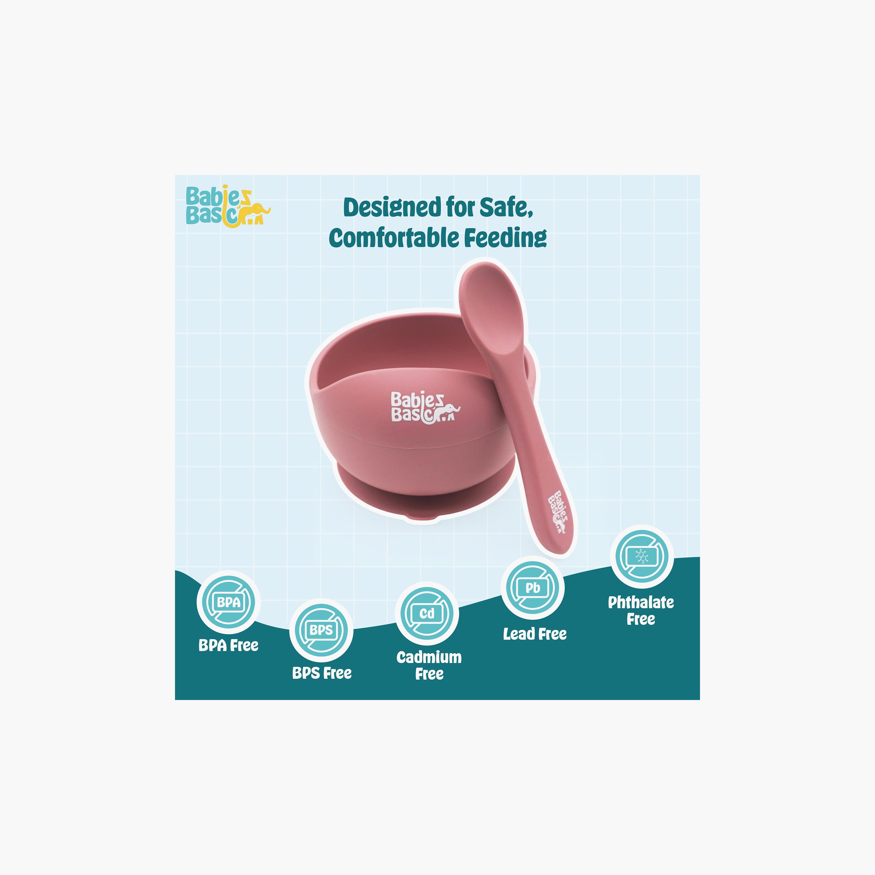 Babies Basic Silicone Suction Bowl and Silicone Spoon Set-baby-feeding-mealtimeessentials-image-4