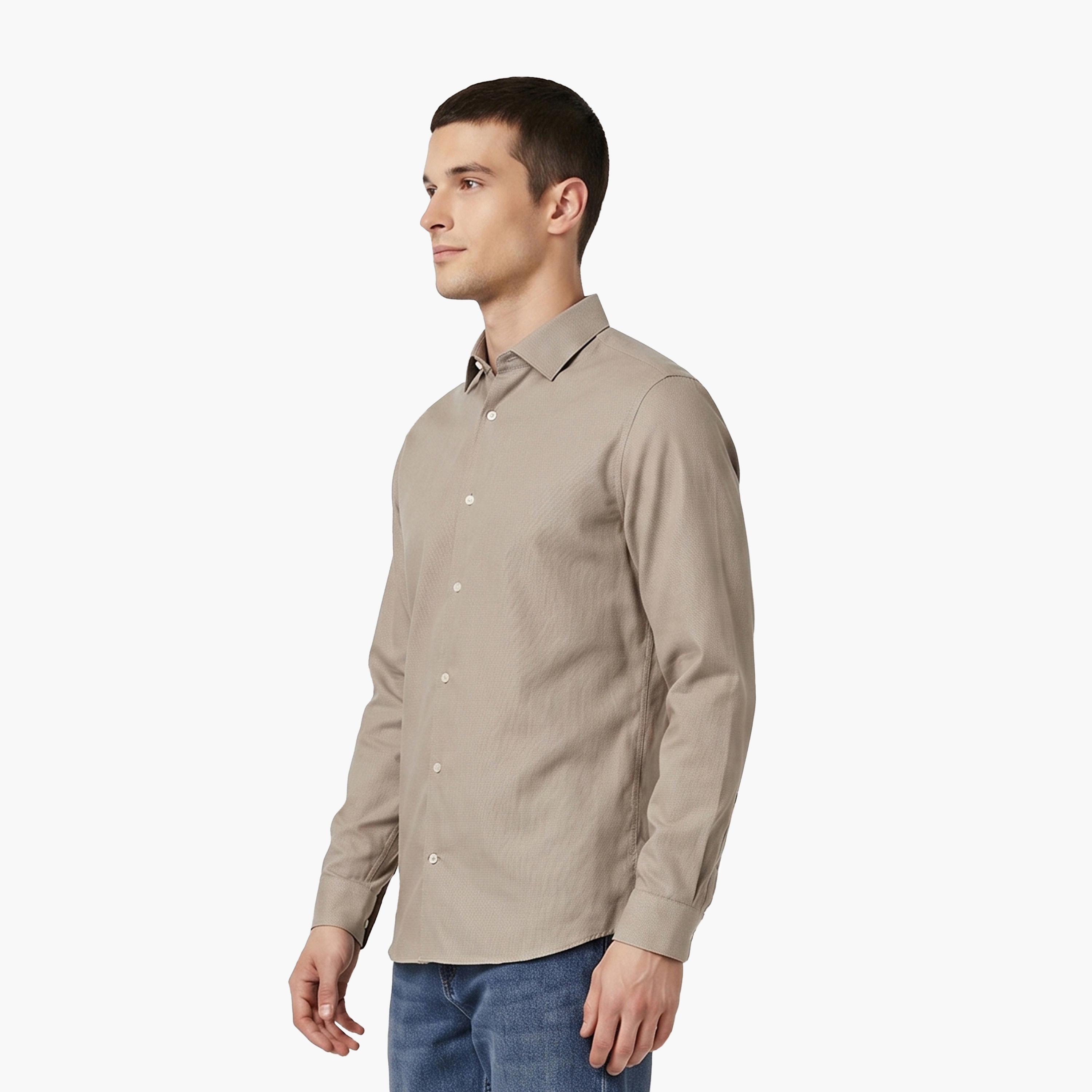 Jack & Jones Slim Fit Plain Spread Collar Long Sleeves Men's Shirt-men-clothing-shirts-image-10