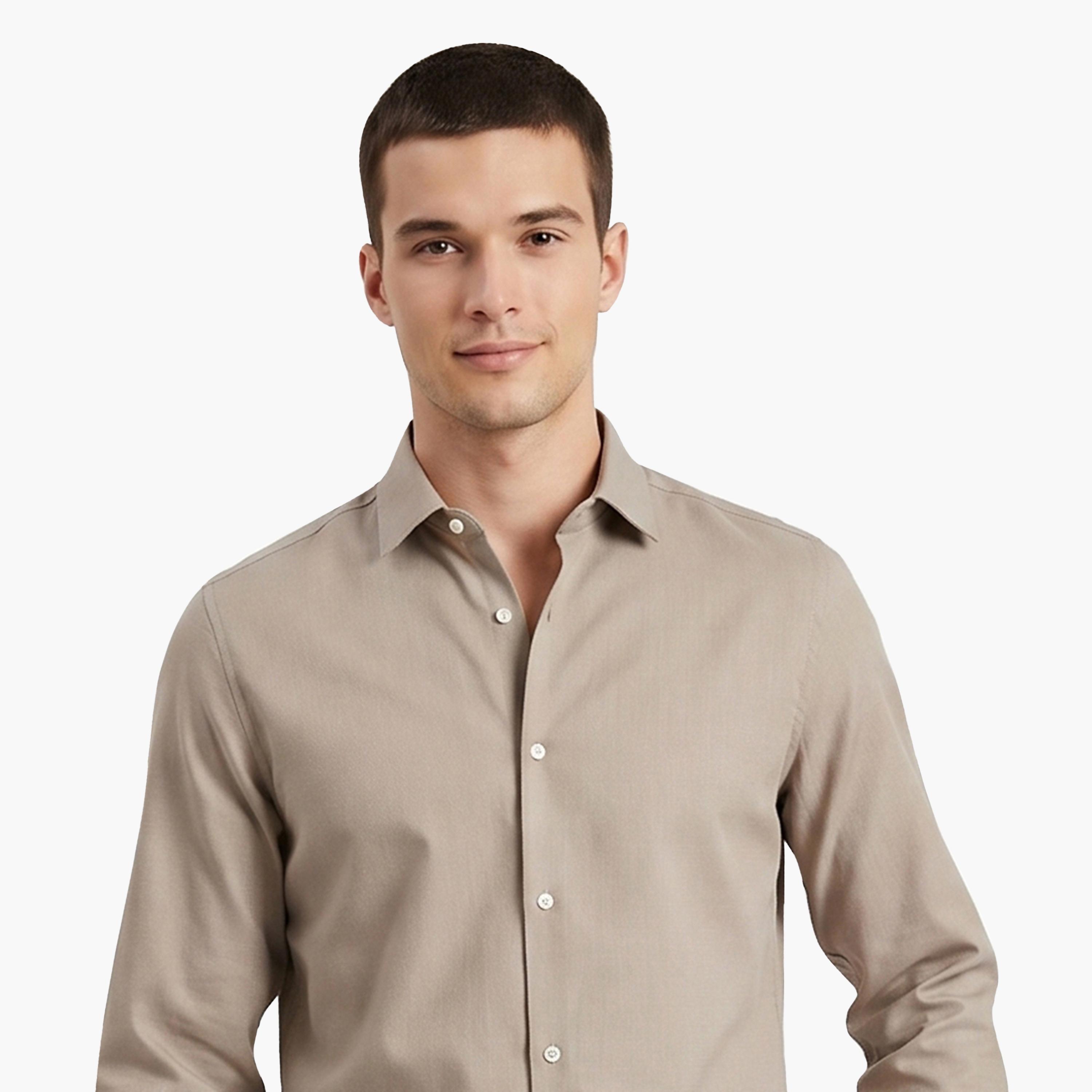 Jack & Jones Slim Fit Plain Spread Collar Long Sleeves Men's Shirt-men-clothing-shirts-image-11