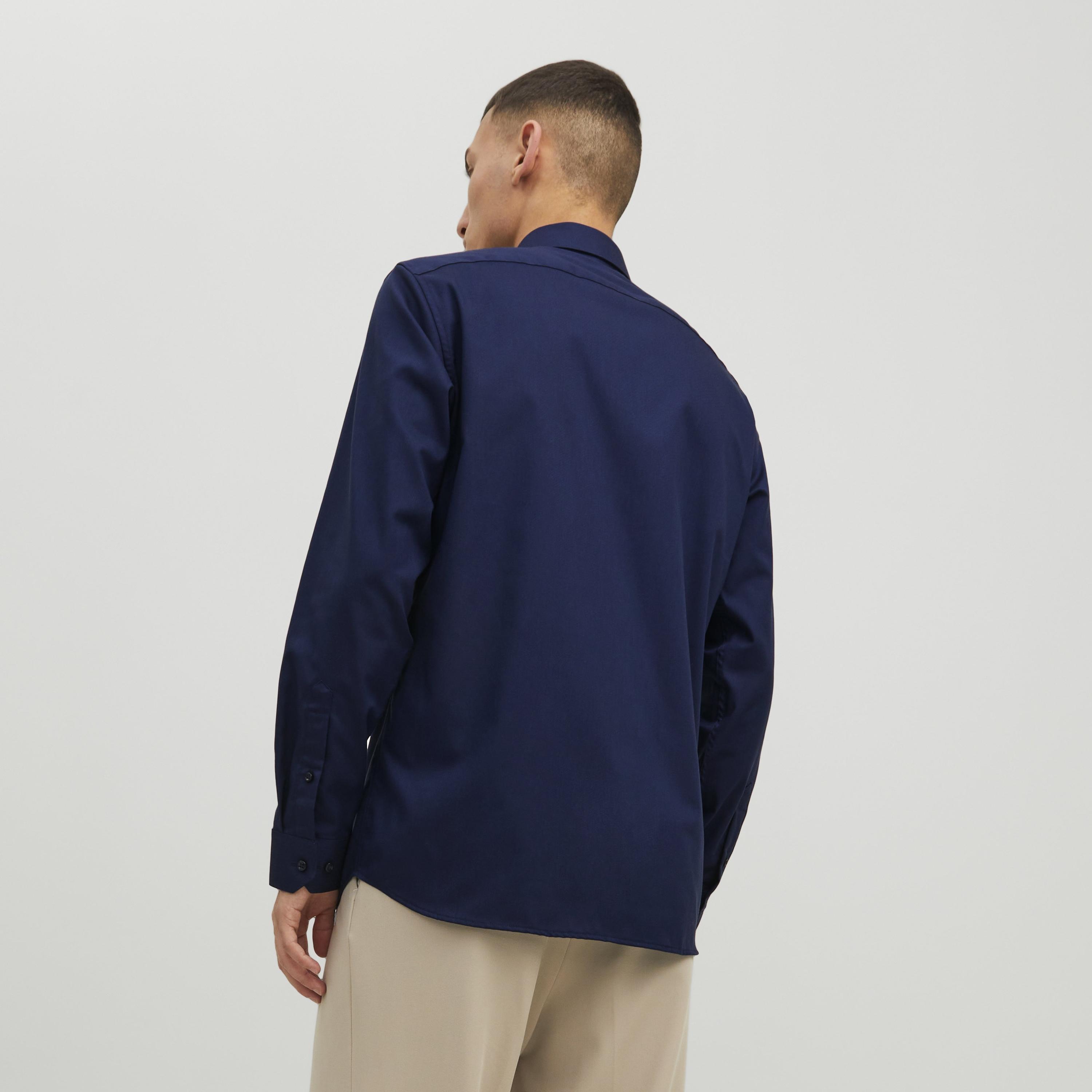Jack & Jones Slim Fit Plain Spread Collar Long Sleeves Men's Shirt-men-clothing-shirts-image-4