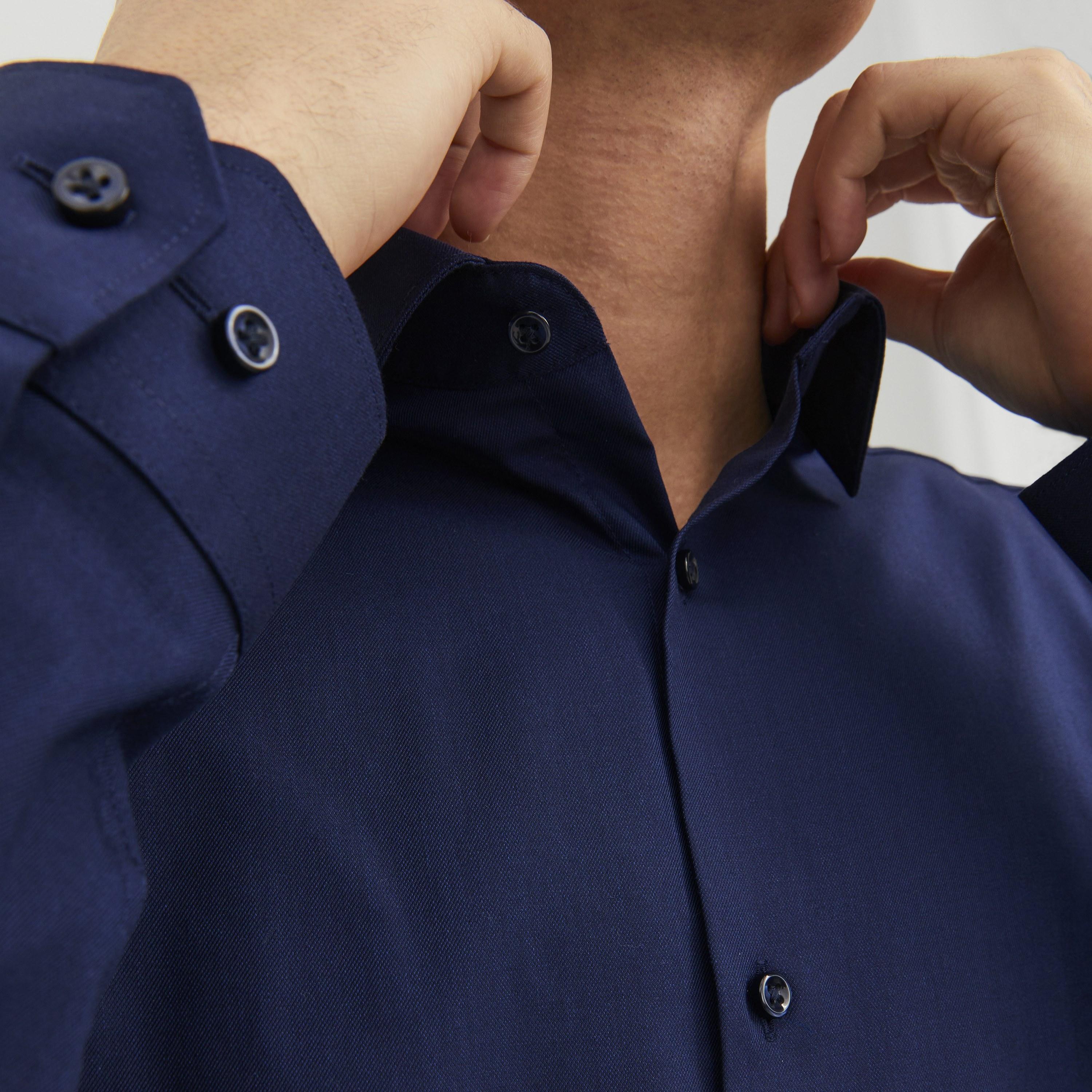Jack & Jones Slim Fit Plain Spread Collar Long Sleeves Men's Shirt-men-clothing-shirts-image-6