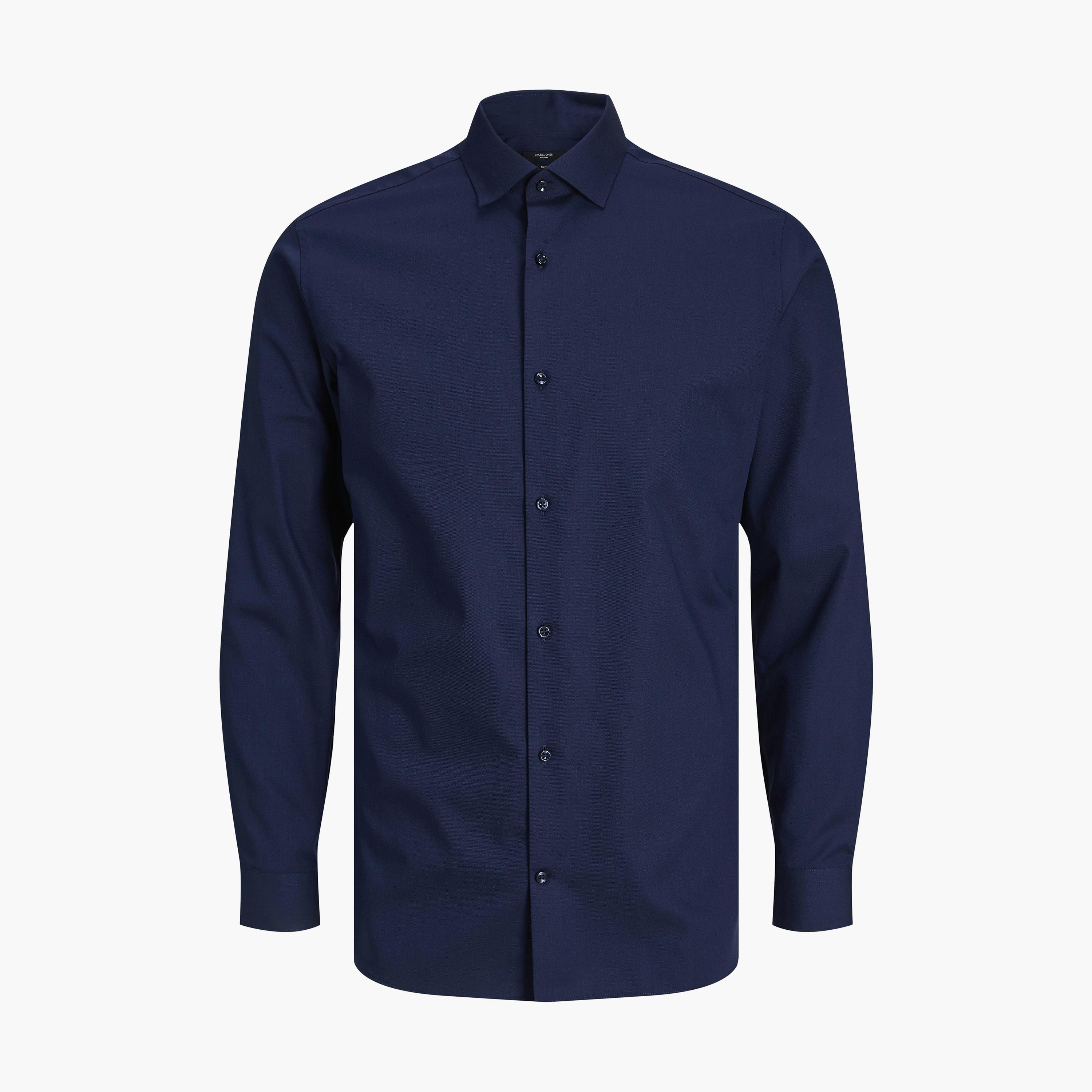 Jack & Jones Slim Fit Plain Spread Collar Long Sleeves Men's Shirt-men-clothing-shirts-image-7
