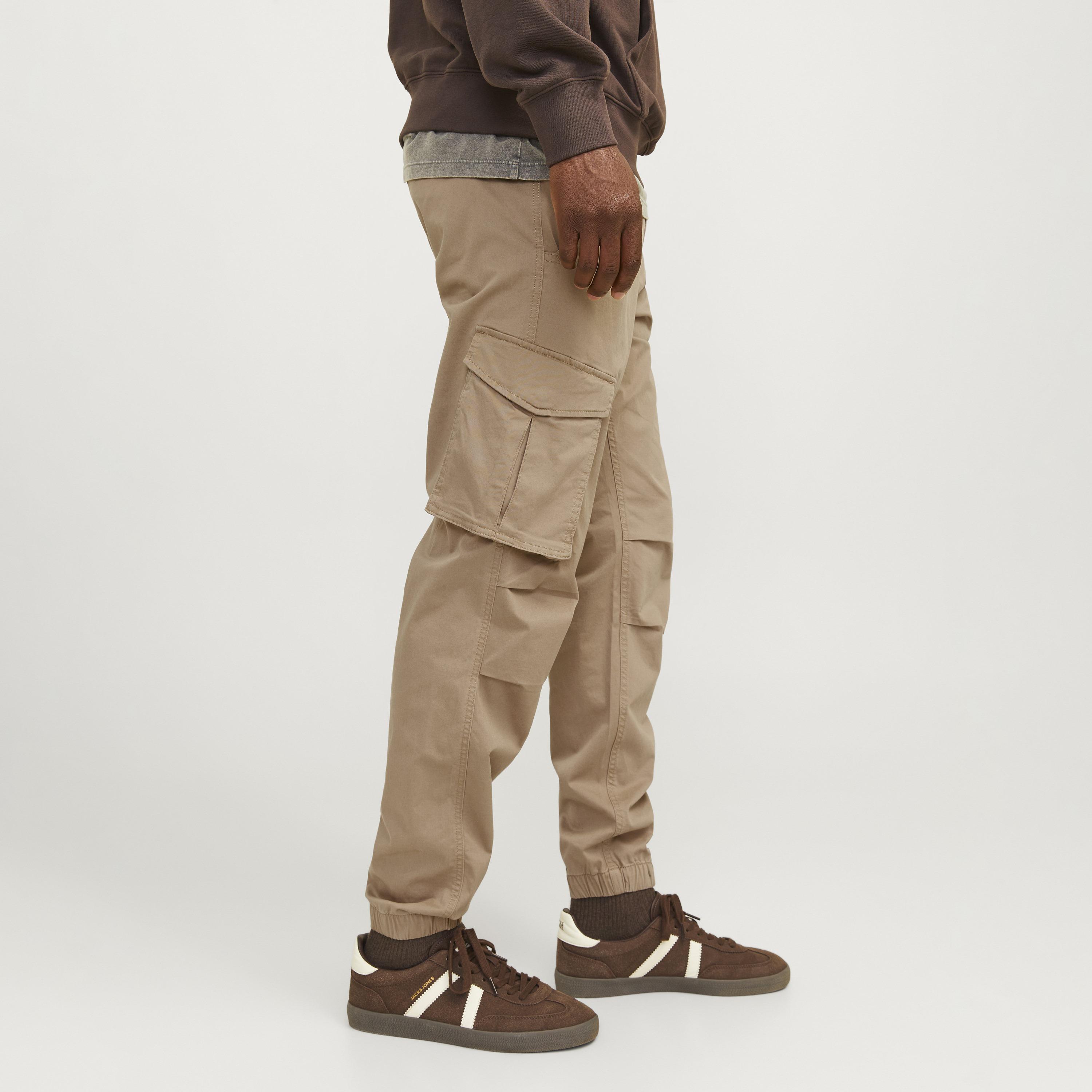 بنطال كارجو رجالي سادة بخصر متوسط الارتفاع مع زر وسحاب للإغلاق من جاك آند جونز-men-clothing-bottoms-trousersandchinos-trousers-image-6
